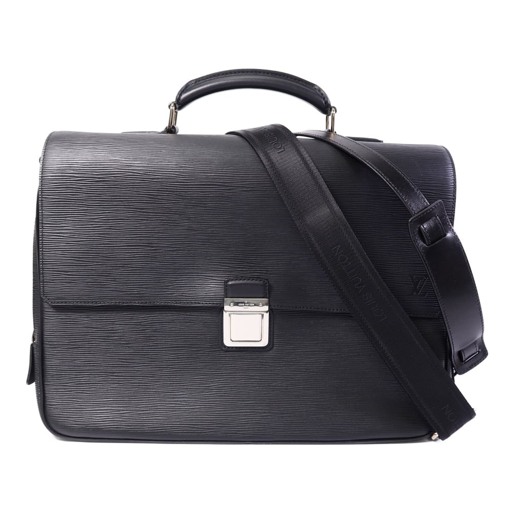 Louis Vuitton Vassili GM Black: Vassili GM hand bag in black Epi calfskin. Includes storage bags and shoulder strap. Size 39 x 26 x 13 cm.