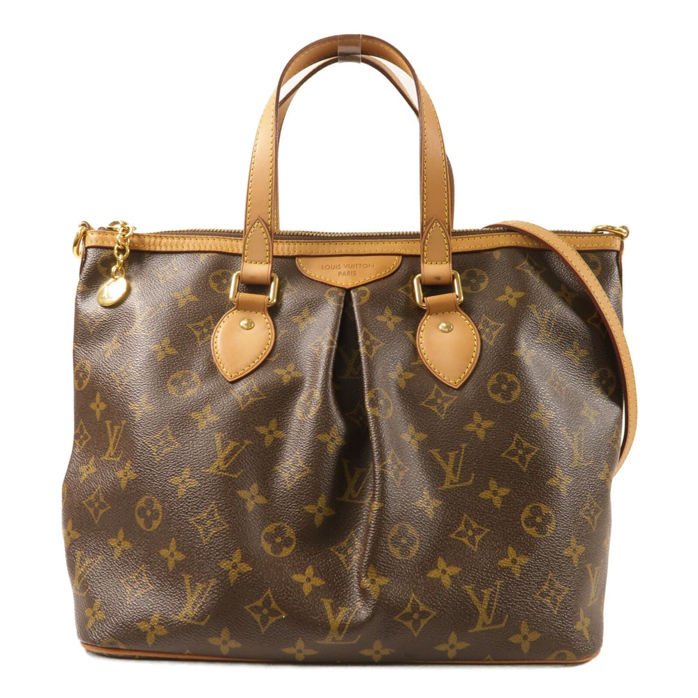 Louis Vuitton Palermo PM 2Way Bag: Authenticated genuine Louis Vuitton Palermo PM 2-way shoulder bag in brown Monogram PVC coated canvas with gold-tone hardware. Includes shoulder strap. Product no. SR3190. Approx. W29 x H27 x D16 cm.
