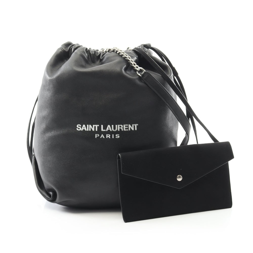 Saint Laurent Teddy Chain Bag: Authenticated genuine Saint Laurent Paris TEDDY chain shoulder bag in black leather with pouch, model 538447. Approx. H30 x W19 base x D17 cm with 84 cm strap.