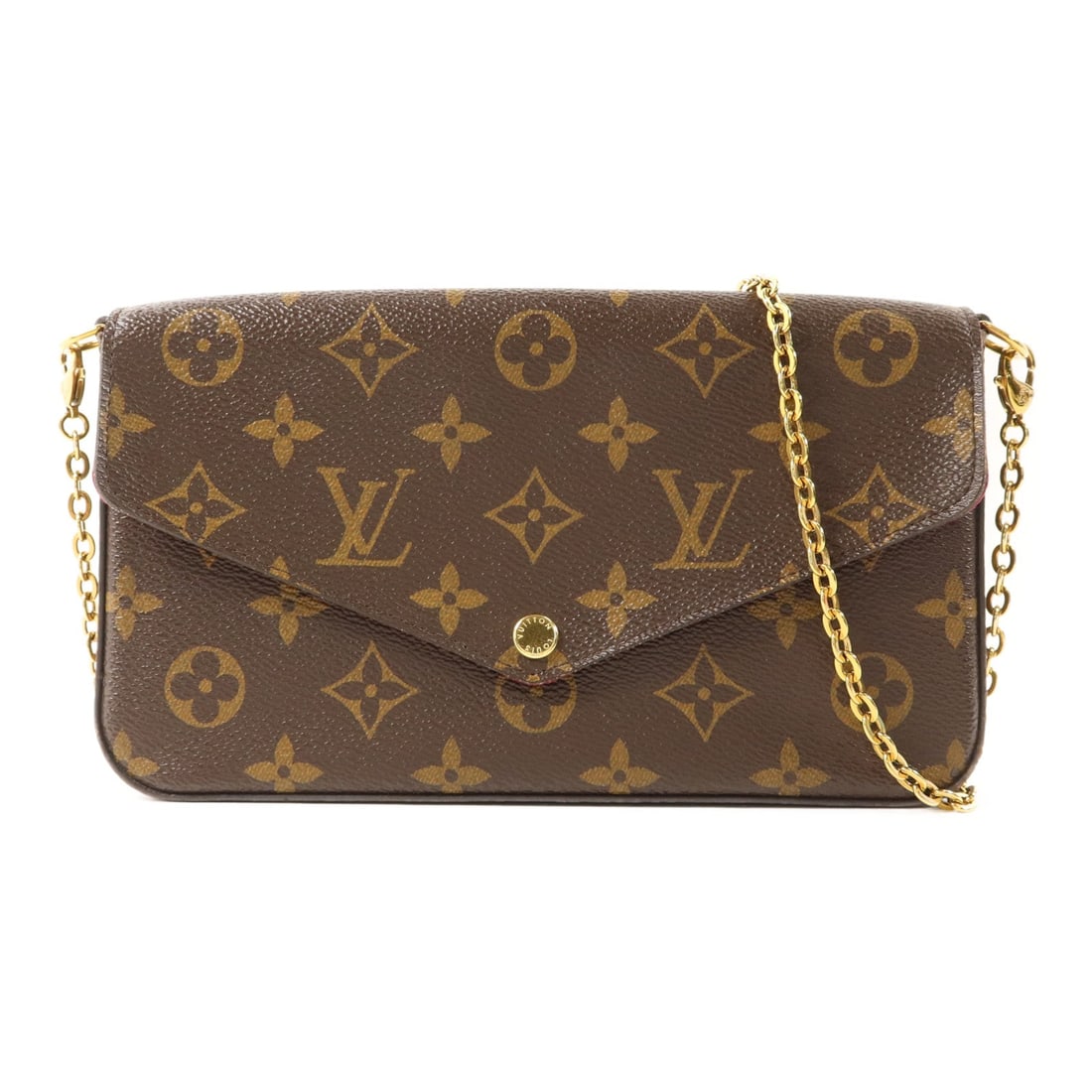 Louis Vuitton Felicie Monogram: Pochette Felicie chain shoulder bag M61276 in brown Monogram canvas. Size 21 x 12 x 3 cm.