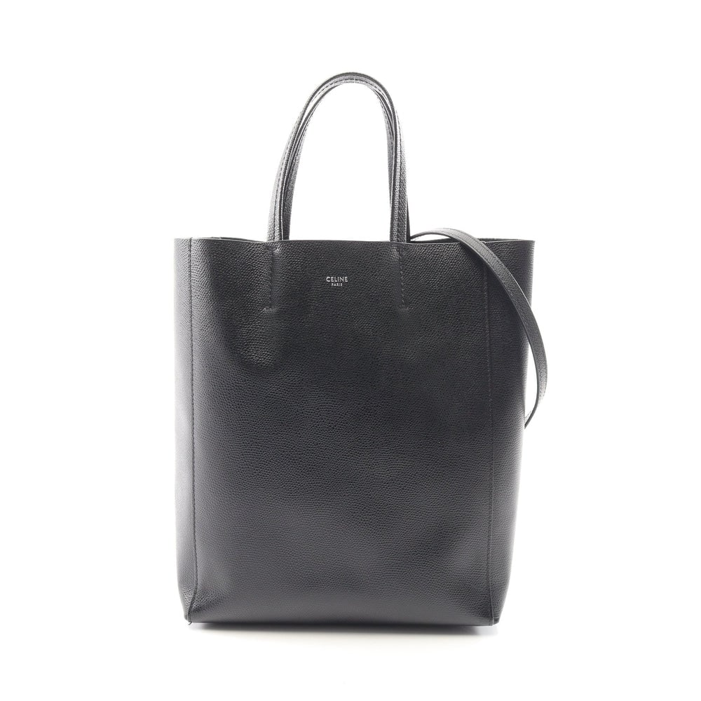 Celine Vertical Small Hippopotamus Bag: Authenticated genuine Celine Vertical Small Hippopotamus 2WAY handbag tote in black leather, model 176183. Includes shoulder strap. Approx. H28 x W22 x D10 cm.