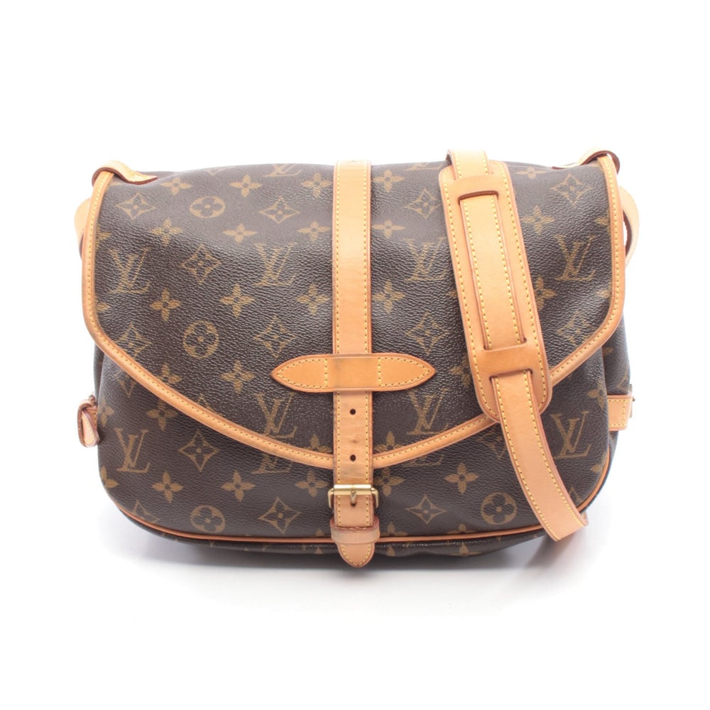 Louis Vuitton Saumur 30 Monogram Bag: Authentic and authenticated Louis Vuitton Saumur 30 Monogram shoulder bag in brown PVC leather. Model M42256, product MB0075. Approx. 22 x 28 x 6/6 cm with 110-128 cm strap.