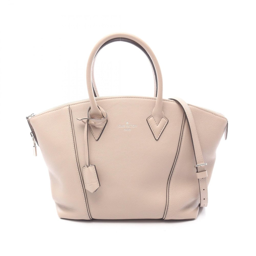 LV Lockit PM Parnassea 2Way: Authentic and authenticated Louis Vuitton Lockit PM Parnassea Carré 2WAY handbag in gray beige Veau Cachemire leather. Model M50030, product PL2195. Includes strap, padlock, 2 keys, and crochet.