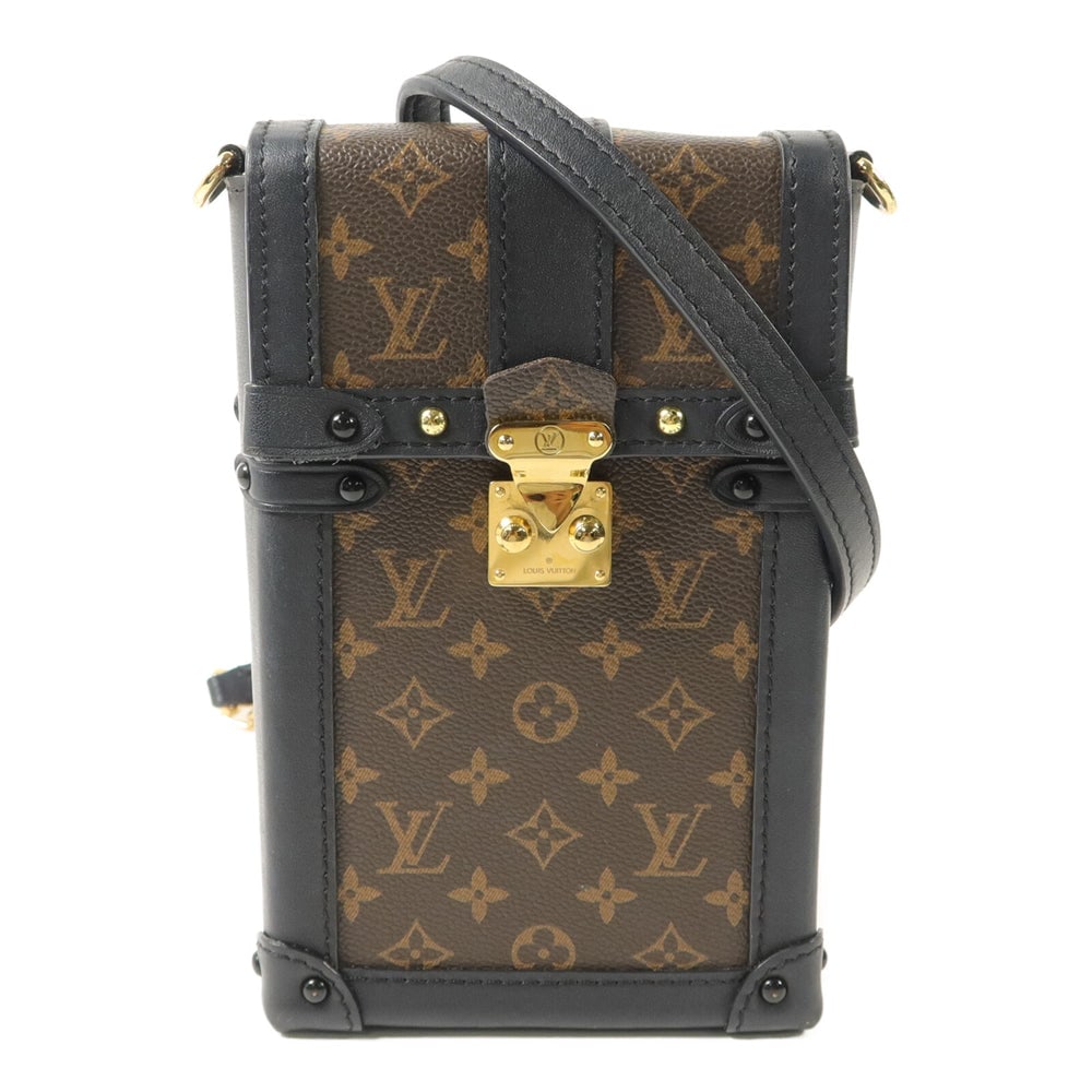 LV Vertical Trunk Monogram Brown: Vertical Trunk shoulder bag M63913 in brown Monogram canvas. Includes shoulder strap. Size 11.5 x 17.7 x 4 cm.