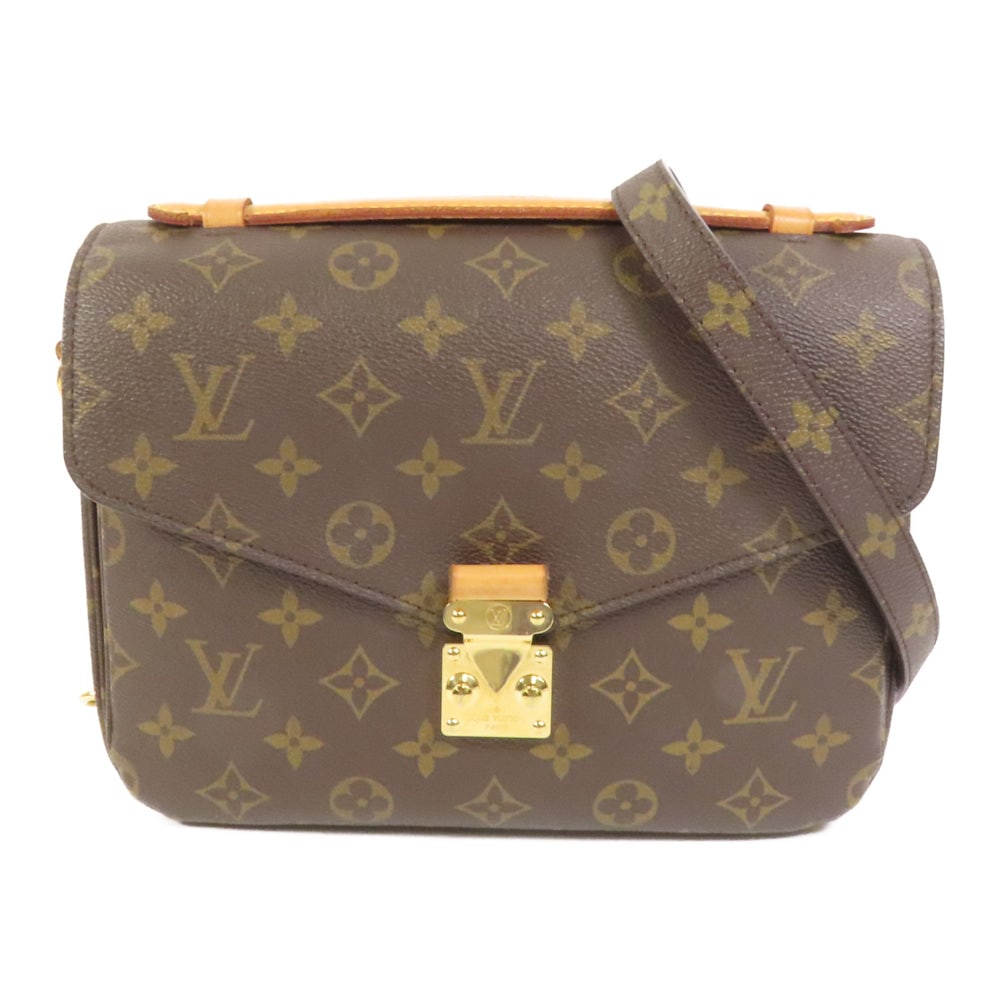 Louis Vuitton Pochette Metis MM: Brown monogram PVC coated canvas 2 way bag with GHW; includes strap; W24 x H18.5 x D6.5 cm. Authentic and authenticated.