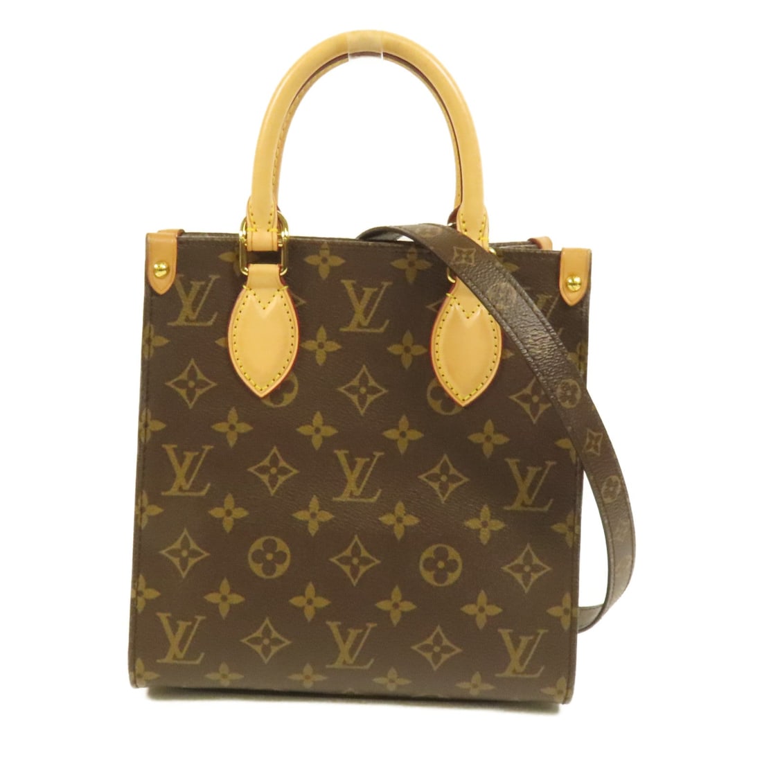 Louis Vuitton Sac Plat BB: Brown monogram 2 way handbag.