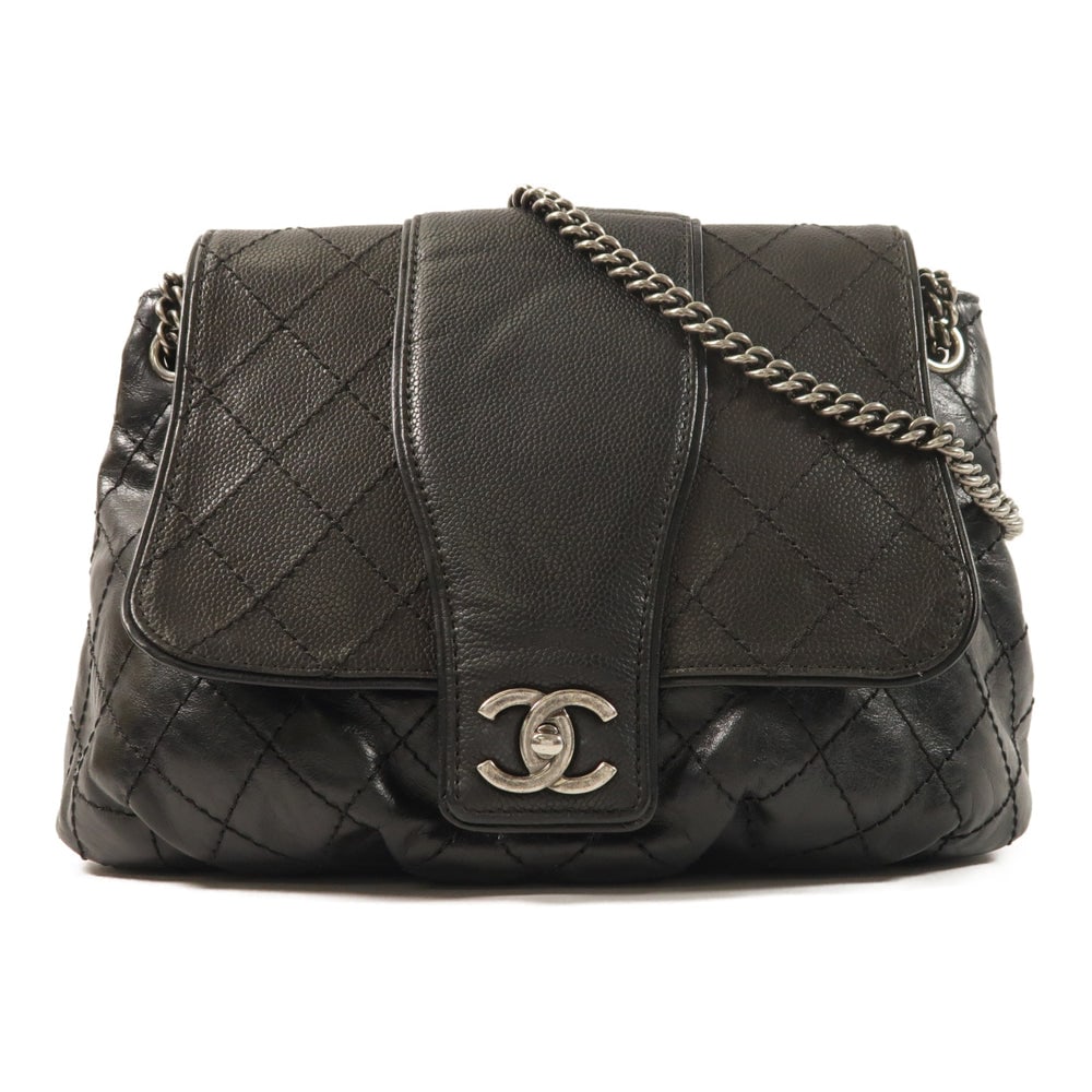 Chanel Black Chain Shoulder Bag: Black calfskin chain shoulder bag with SHW; hologram sticker and guarantee included; W28 x H23 x D8 cm; strap 80-134 cm. Authentic and authenticated.