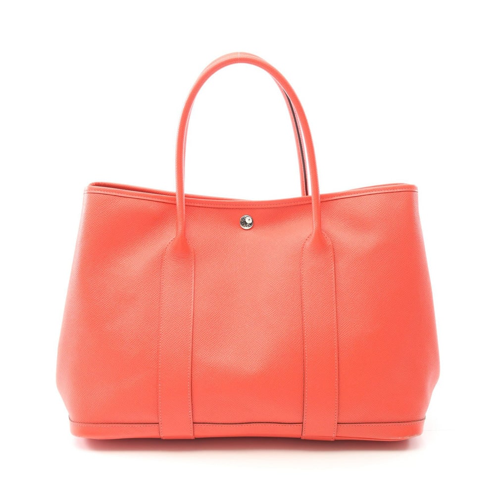 Hermes Garden Party PM Rose Jaipur: Coral pink veau epsom tote with silver hardware; H25 x W36 x D17 cm; handle 44 cm. Authentic and authenticated.