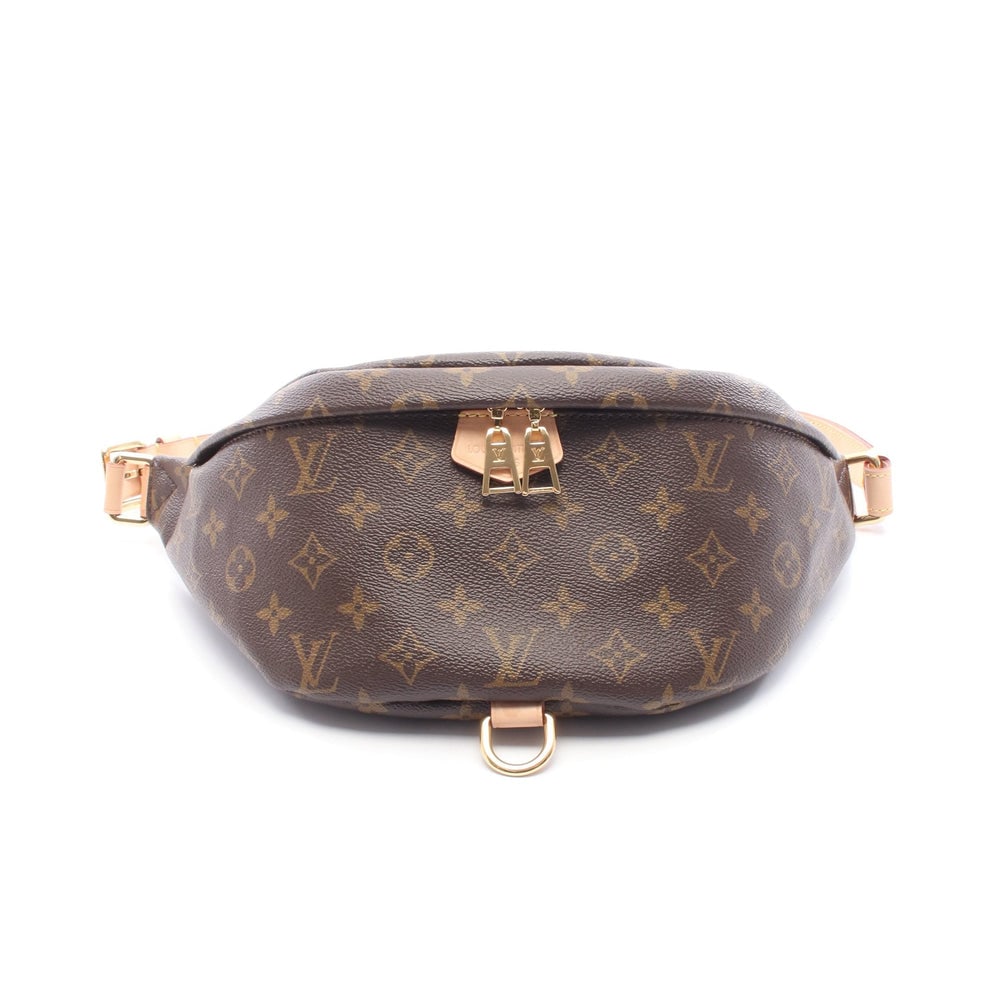 LV Monogram Bum Bag: Brown monogram PVC and leather body or waist bag; H18 x W36 x D12 cm; handle 14.5 cm. Authentic and authenticated.