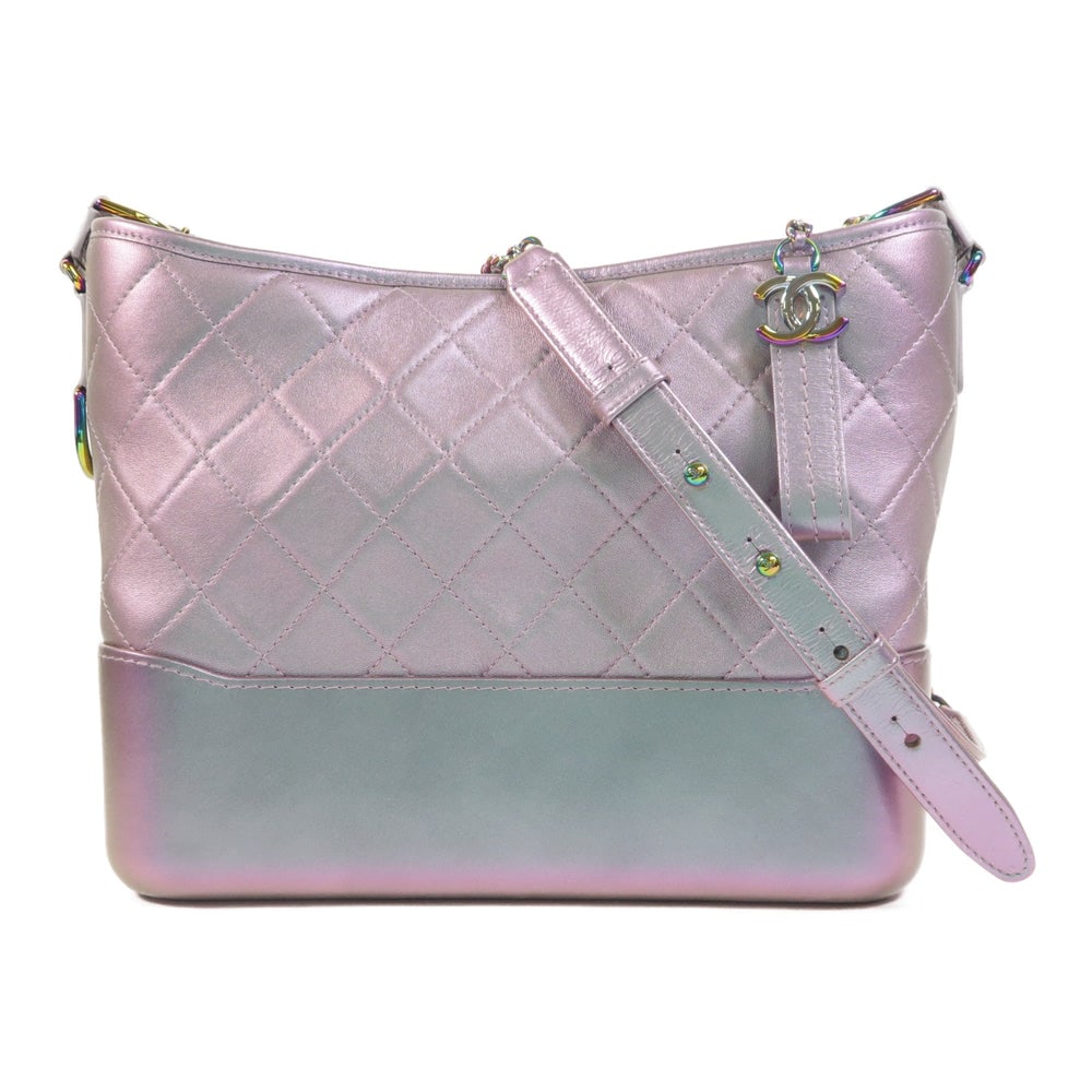 Chanel Gabrielle Medium Chain: Metallic purple calfskin chain shoulder bag.
