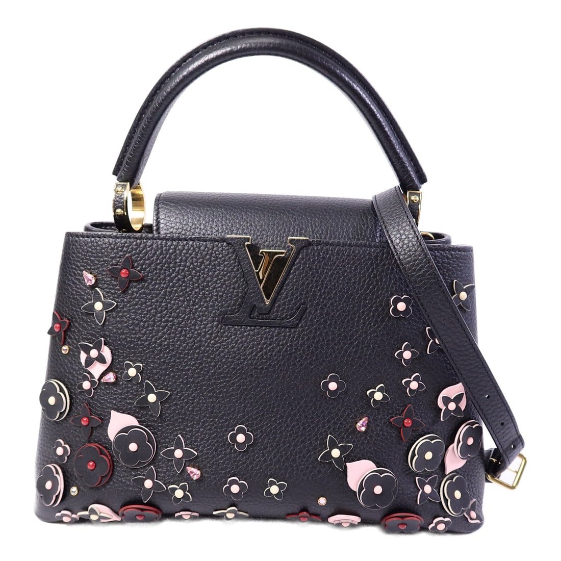 Louis Vuitton Capucines MM 2 Way: Black Taurillon leather 2 way shoulder bag.