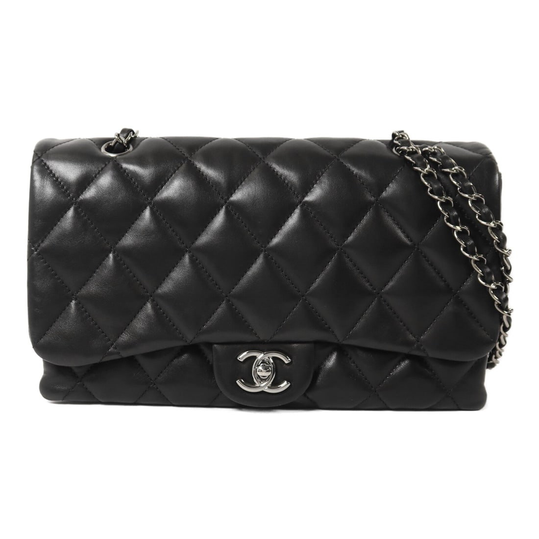 Chanel Chain Shoulder Bag Black: Black lambskin chain shoulder bag.