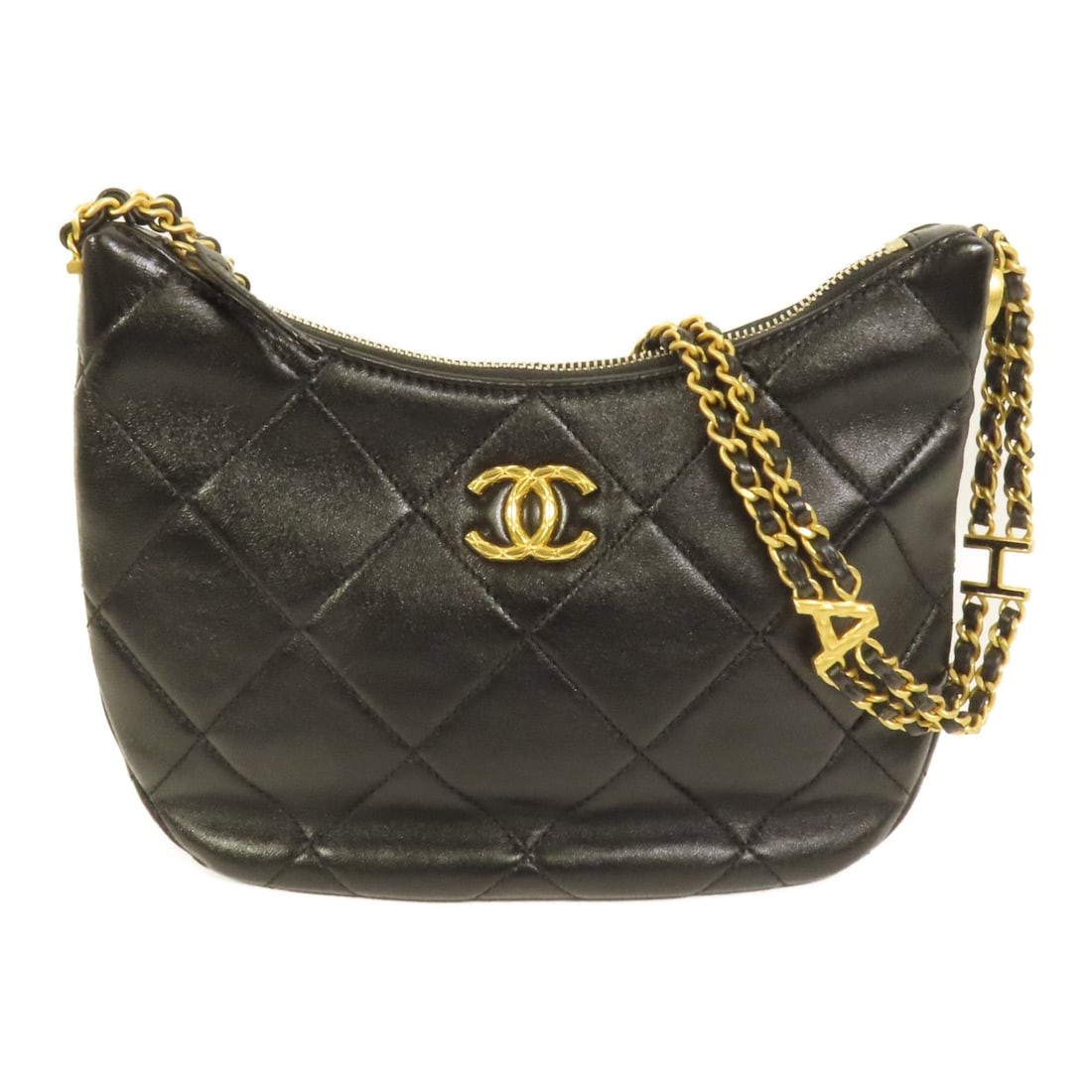 Chanel Hobo Shoulder Bag Black: Black calfskin hobo shoulder bag with gold-tone hardware.