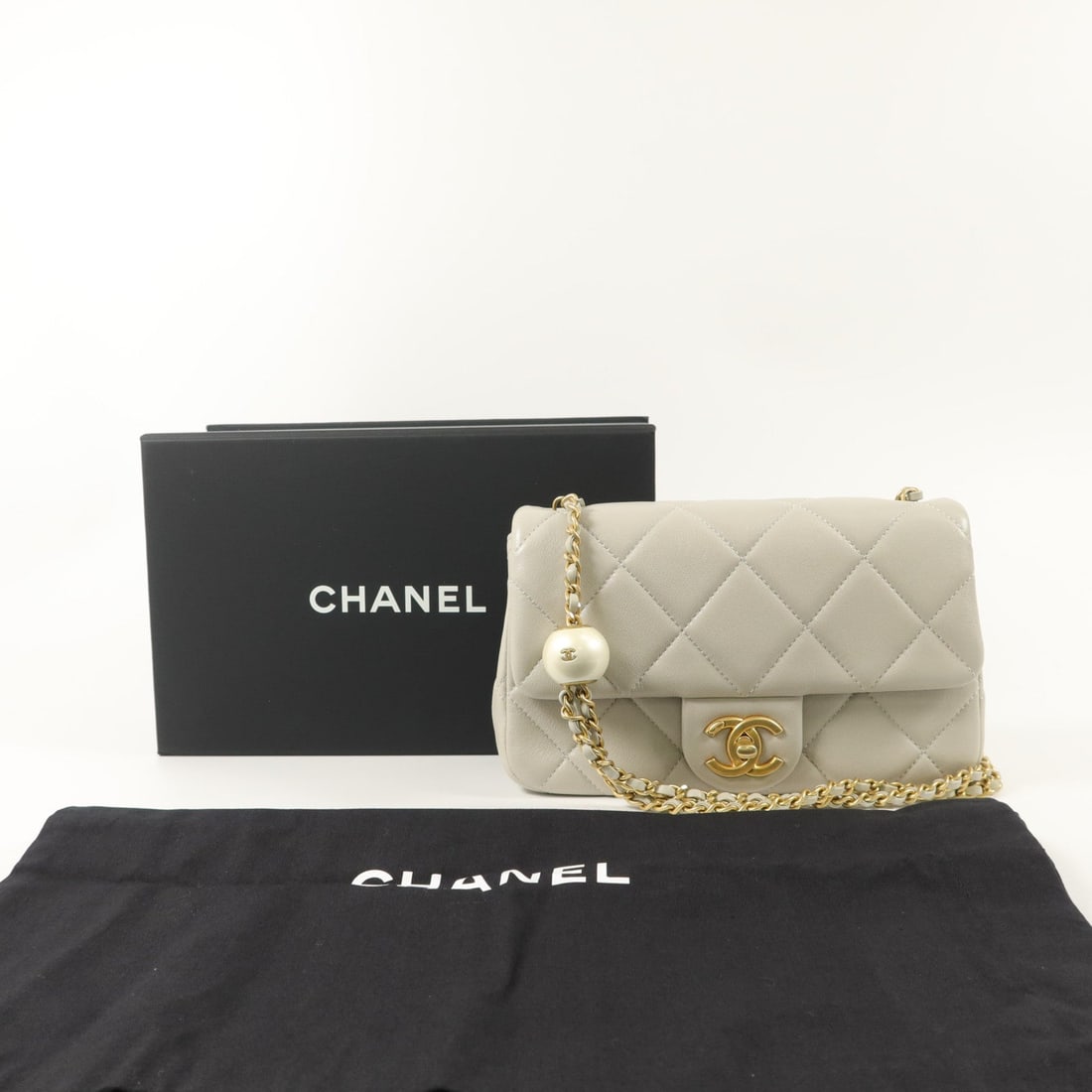 Chanel Chain Shoulder Bag Gray - 9