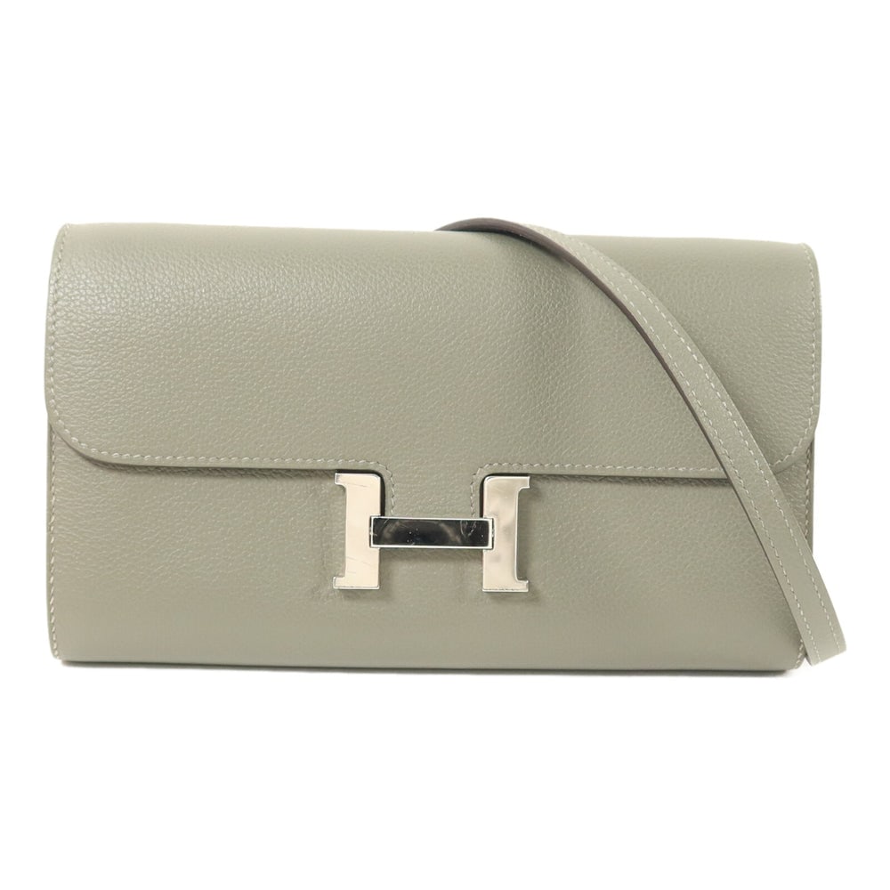 Hermes Constance To Go Gris Meyer: Gris Meyer Evercolor leather shoulder bag with palladium-tone hardware.