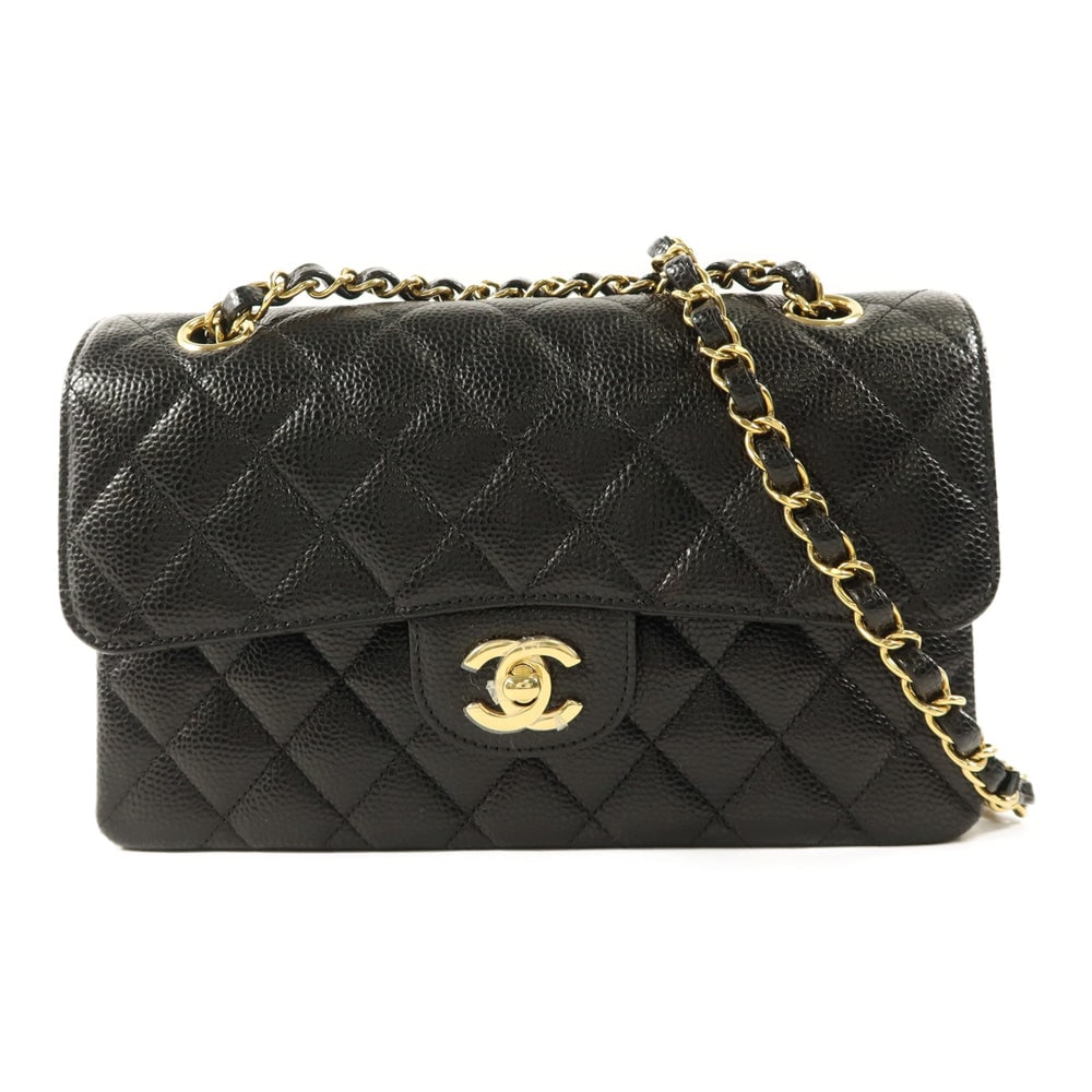 Chanel Classic 23 Black: Black calfskin classic 23 chain shoulder bag. Includes box storage bags and hologram sticker. 23 x 14.5 x 6 cm.