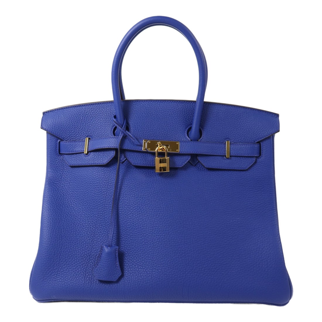 Hermes Birkin 35 Bleu Electric: Bleu Electric Togo leather handbag with gold-tone hardware.