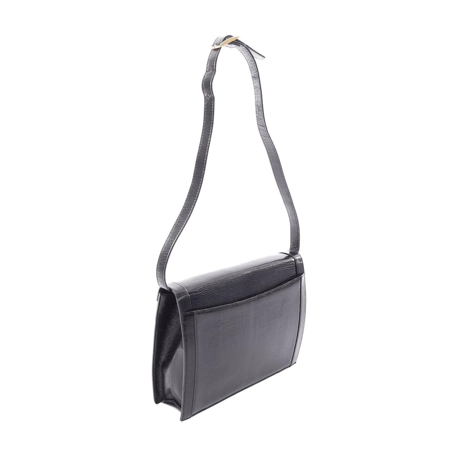 YSL Lizard Embossed Leather Shoulder Bag - 2