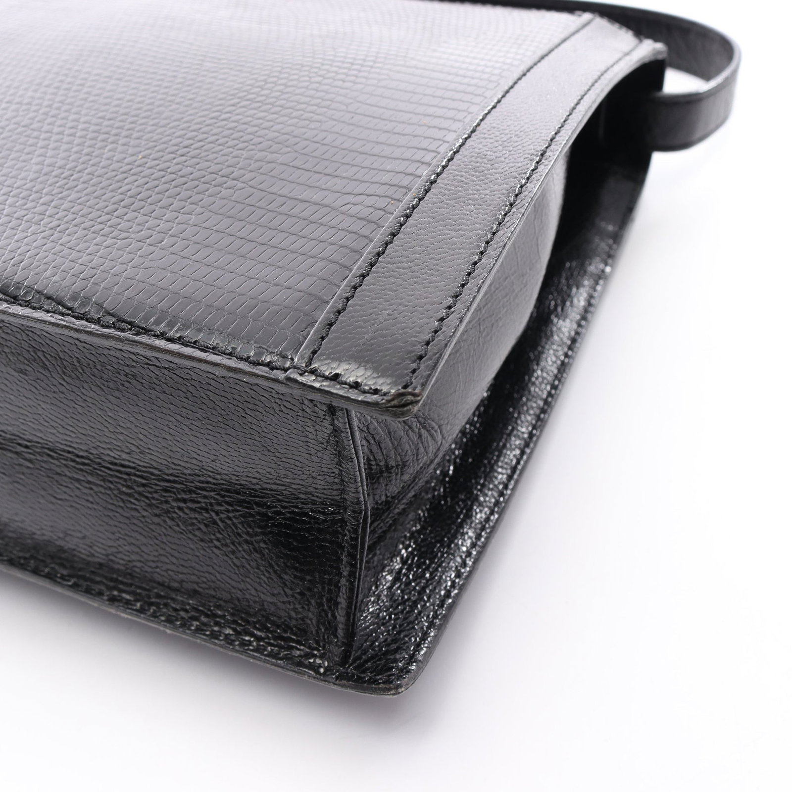 YSL Lizard Embossed Leather Shoulder Bag - 5