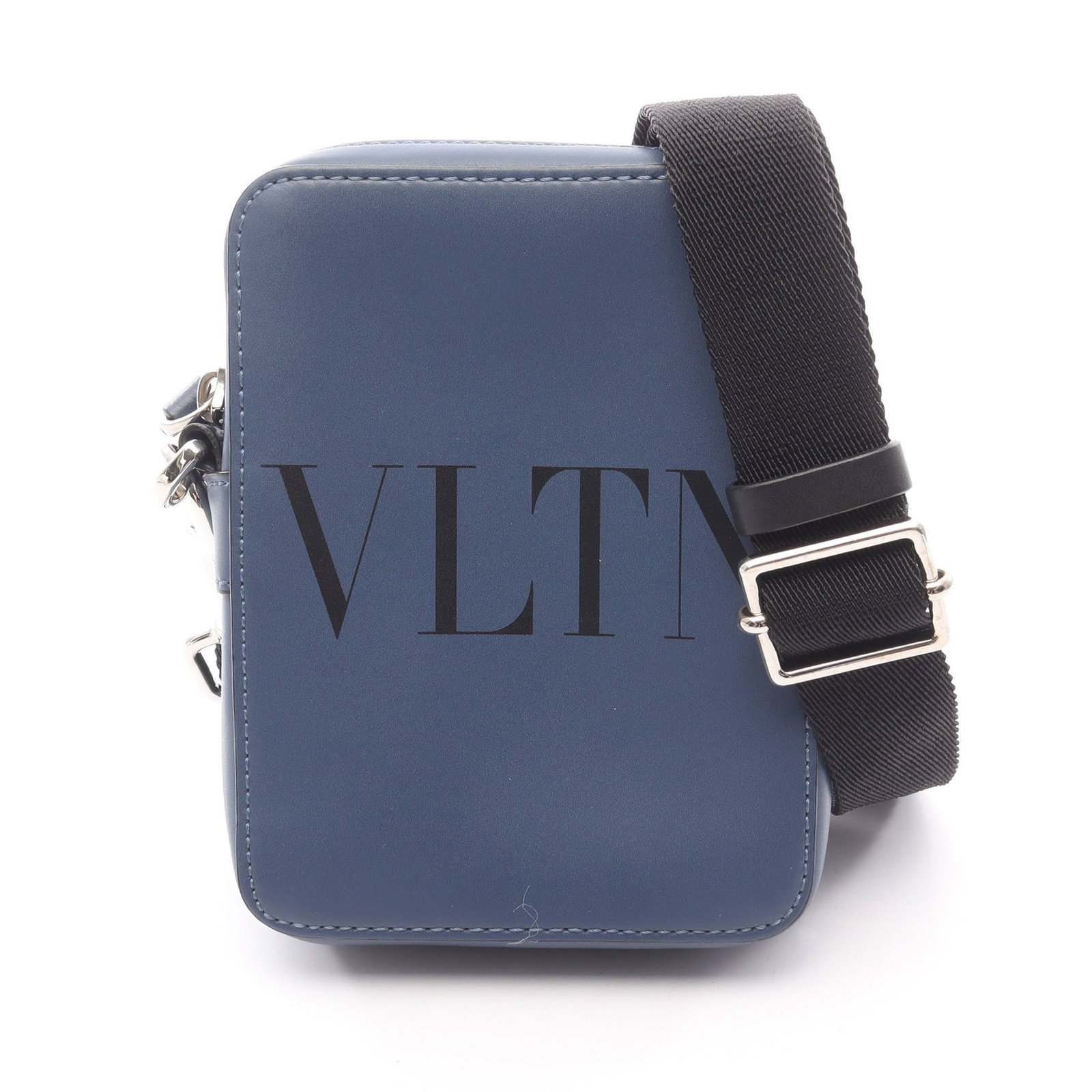 Valentino Garavani Small Shoulder Bag: Authentic and authenticated Valentino Garavani small shoulder bag in dark blue leather. Approx. 15.5H x 12W x 4D cm with 86-155 cm strap. No accessories listed.