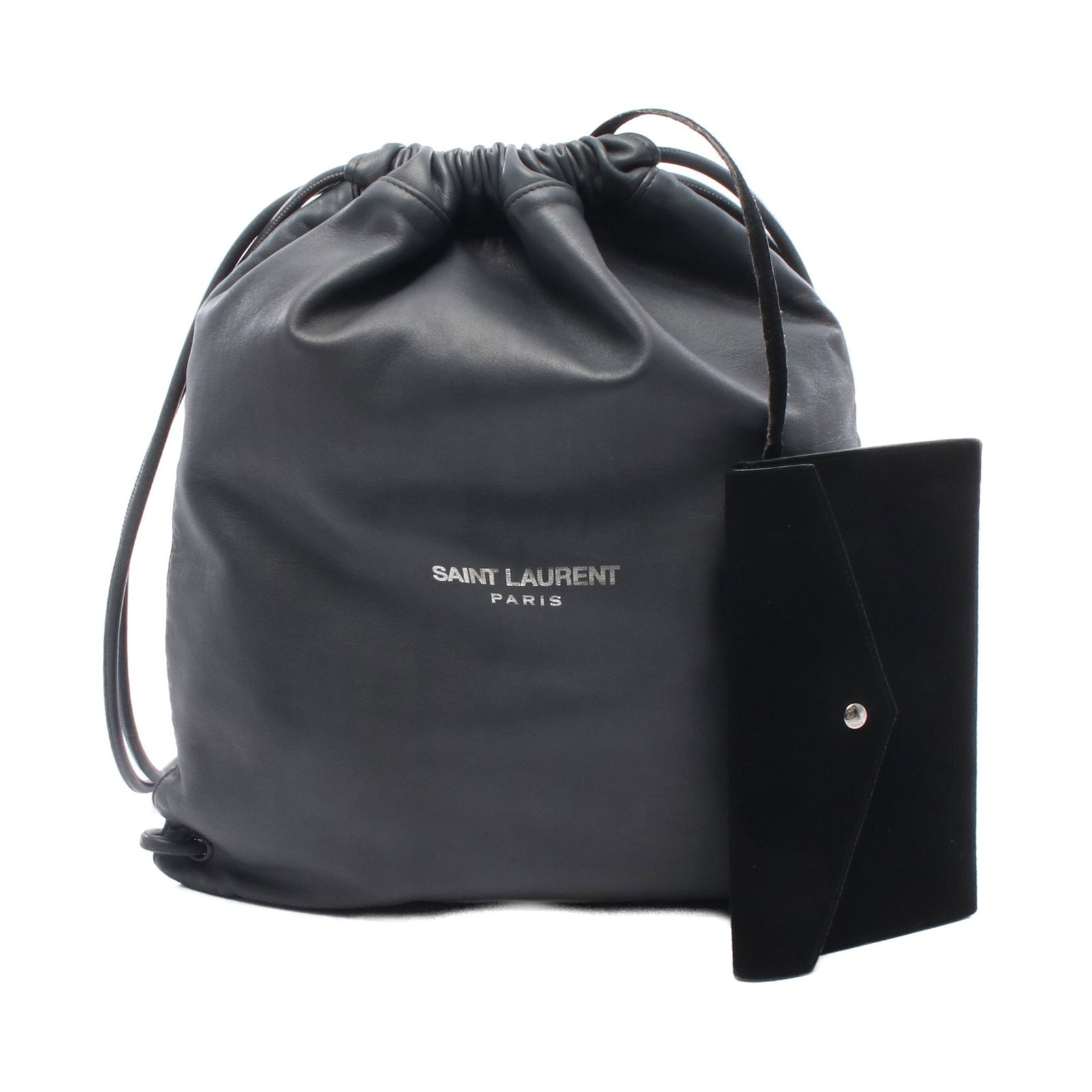 Saint Laurent Teddy Backpack Gray: Authentic and authenticated Saint Laurent Paris Teddy backpack knapsack in gray leather. Model 553919. Approx. 40H x 36W x 1D cm with 96 cm strap. No accessories listed.