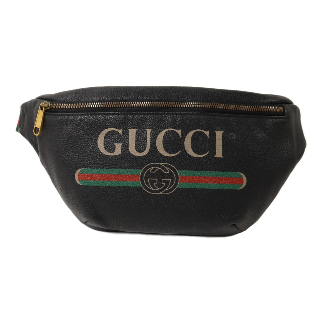 Gucci Calfskin Waist Bag Black: Authentic and authenticated Gucci waist bag in black calfskin. Product no. 525040. Approx. 21W x 20H x 5D cm with 48-78 cm strap. Includes storage bags.