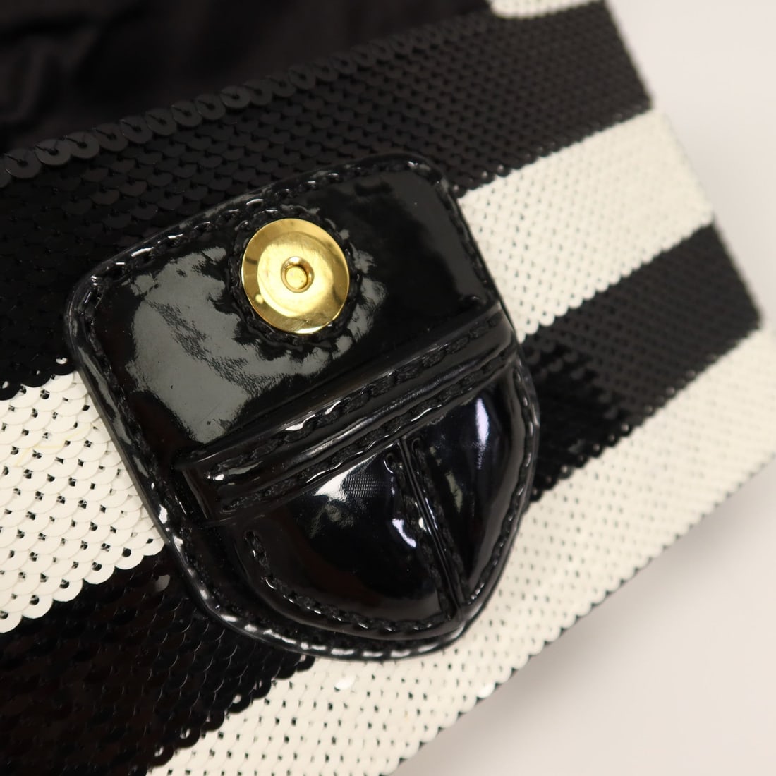 Prada Sequin Patent Clutch Black - 10