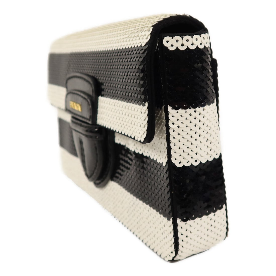 Prada Sequin Patent Clutch Black - 3