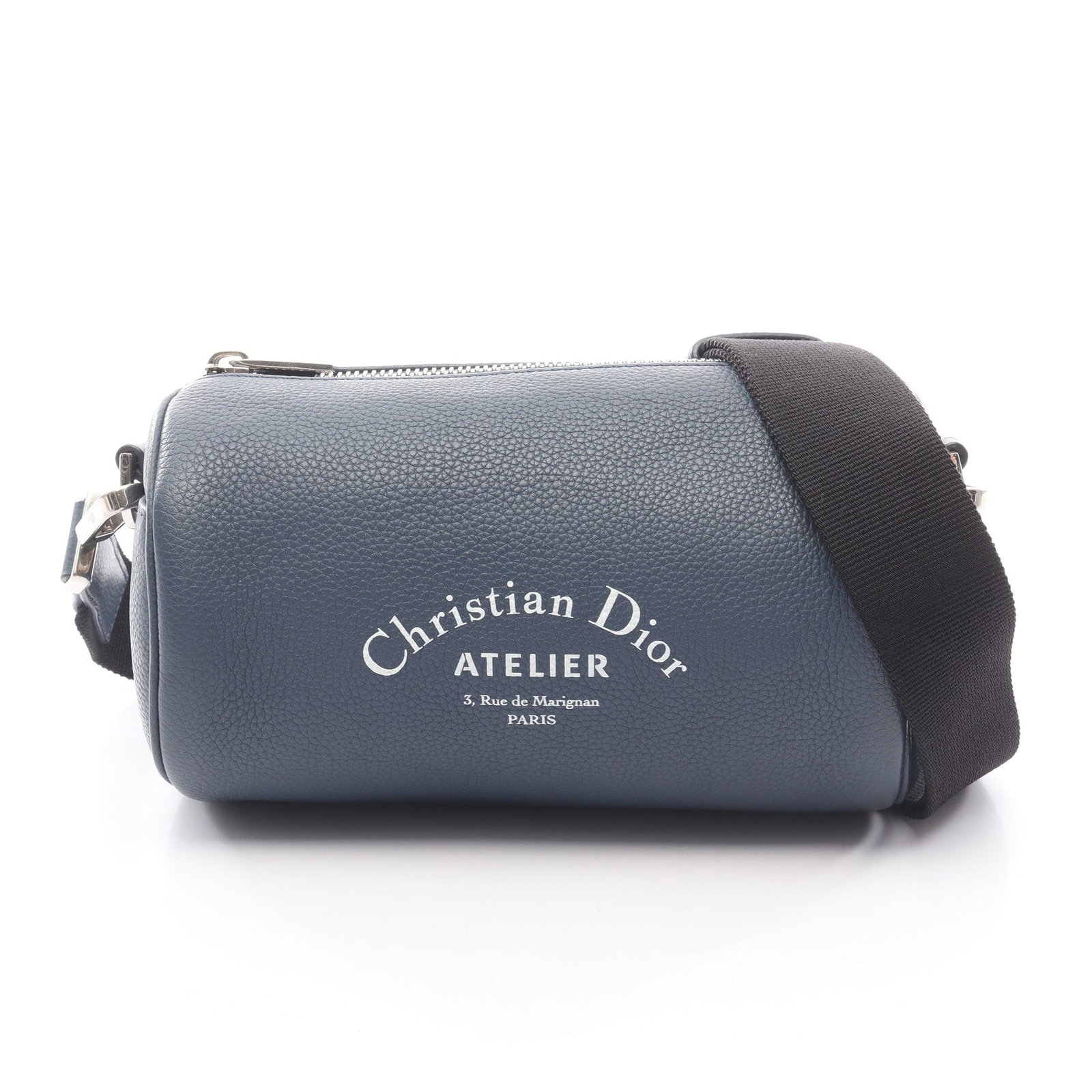 Dior Atelier Roller Shoulder Bag: Authentic and authenticated Christian Dior Atelier Roller shoulder bag in blue leather. Model 1ATPO061XXX. Approx. 12H x 20.5W x 11D cm with 98-150 cm strap. No accessories listed.