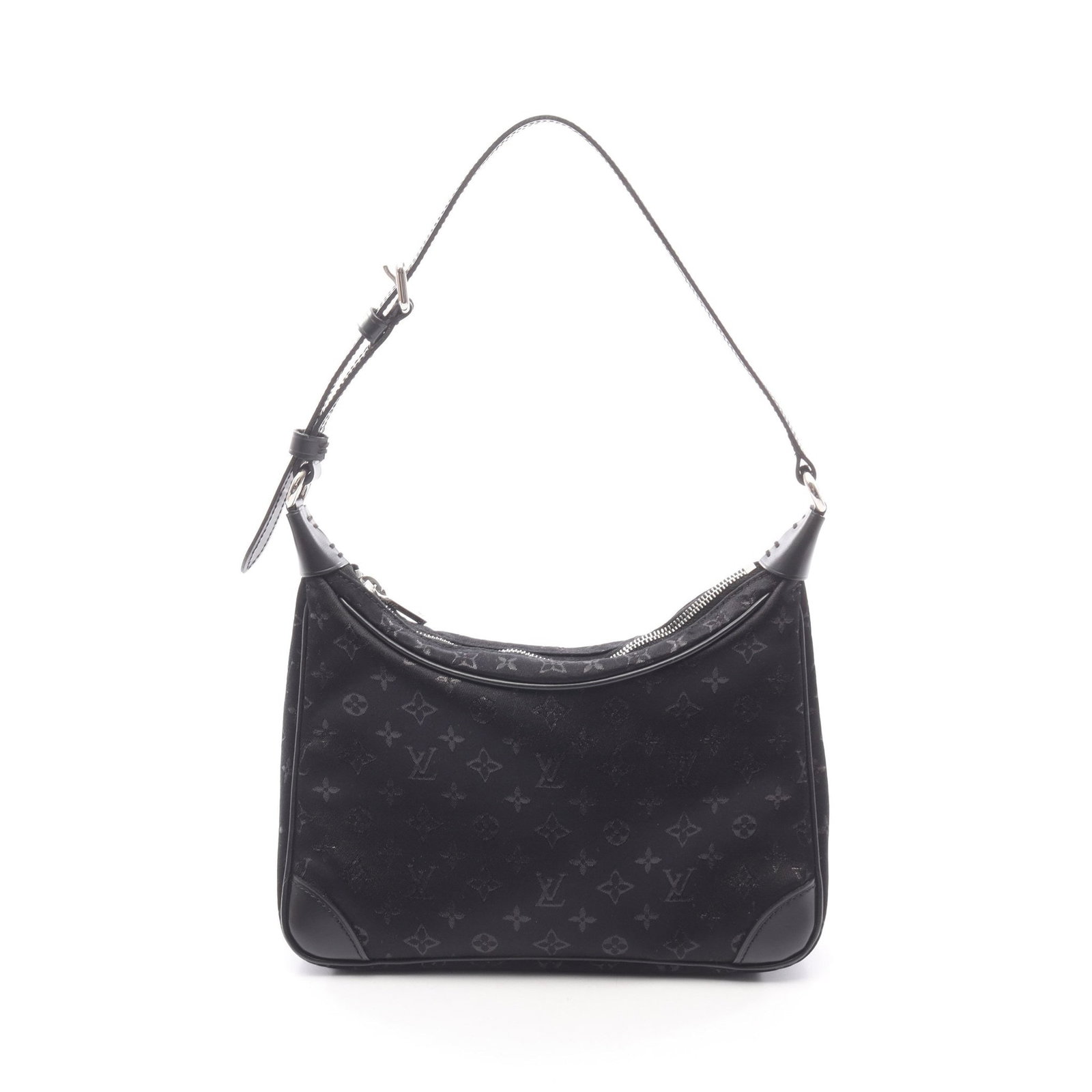 LV Little Boulogne Satin Handbag: Authentic and authenticated Louis Vuitton Little Boulogne Monogrammed satin Noir handbag in black satin leather. Model M92142, product no. SR1011. Approx. 10.5H x 18/19W x 5D cm with 34-41.5 cm
