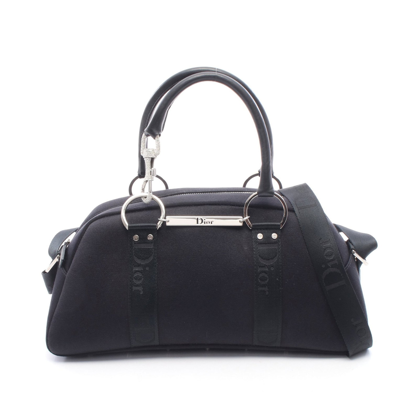 Dior Hardcore 2WAY Mini Boston Bag: Authentic and authenticated Christian Dior Hardcore 2WAY mini Boston bag in black canvas leather. Approx. 15.5H x 34W x 14D cm with 38.5 cm handle and max 94 cm strap. No accessories listed.