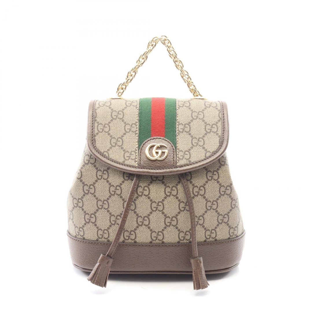 Gucci Ophidia Mini Backpack Beige: Authentic and authenticated Gucci Offdia Mini GG Supreme backpack in beige and dark brown PVC leather. Model 795221. Approx. 20H x 19W x 11D cm with 69-81 cm straps.