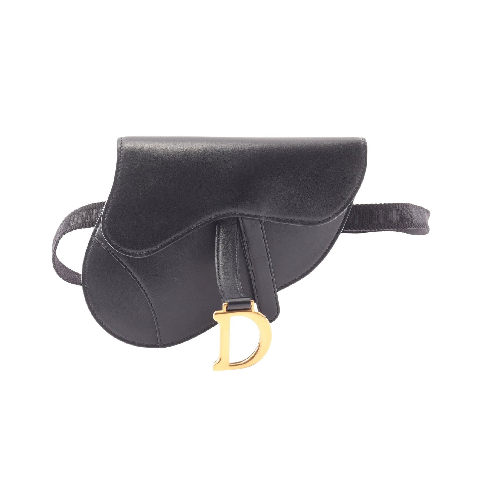 Dior Saddle Waist Body Bag Black: Authentic and authenticated Christian Dior Saddle body waist bag in black leather. Approx. 14H x 18W x 0.5D cm with max 80 cm strap. No accessories listed.