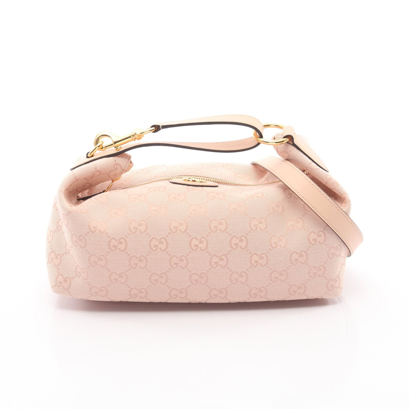 Gucci Vanity Medium Top Handle Pink: Authentic and authenticated Gucci Vanity Medium Top Handle 2WAY handbag in pink GG canvas leather. Model 857799. Approx. 17H x 40/28W x 12D cm. Includes shoulder strap and storage bags.