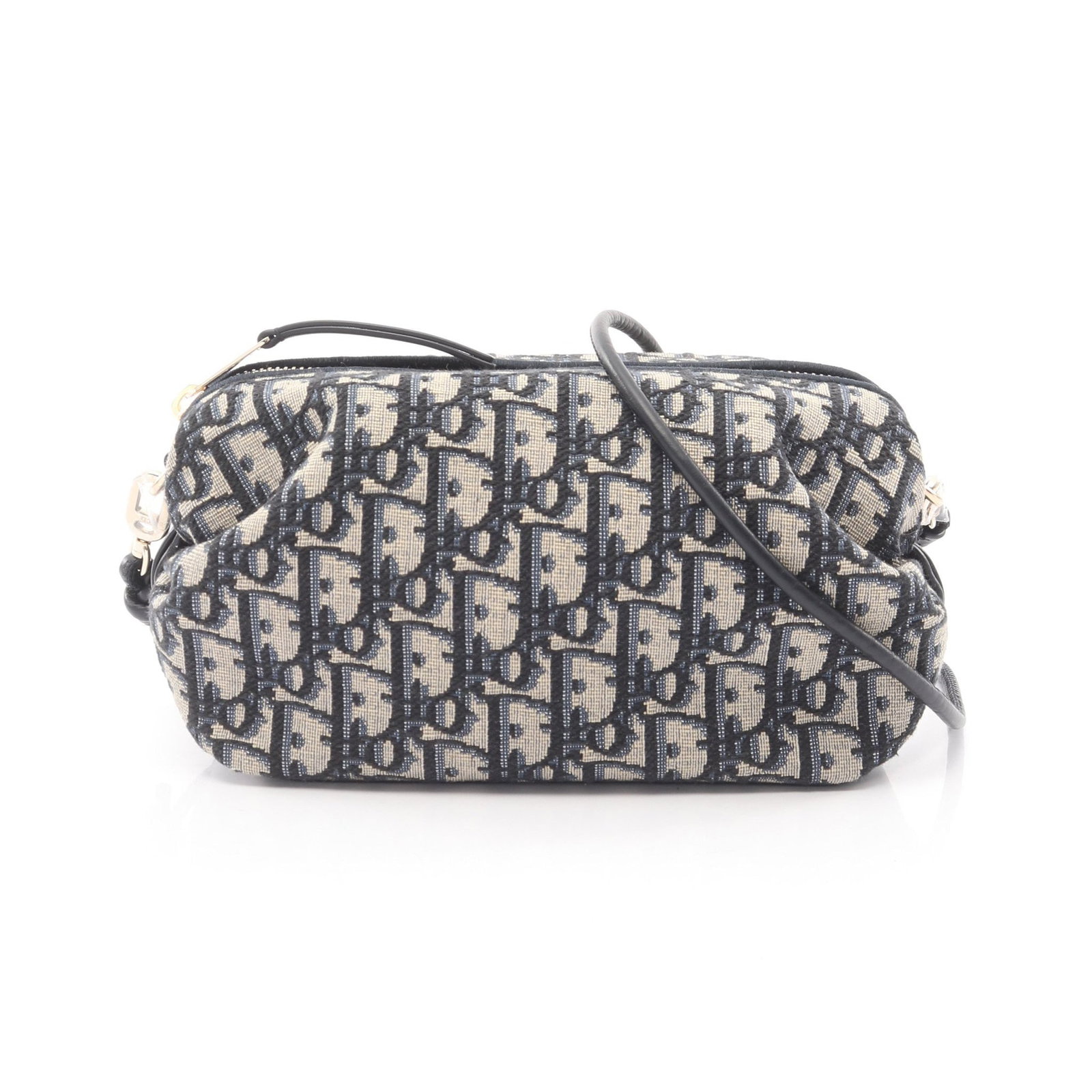 Dior Bow Oblique Shoulder Bag: Authentic and authenticated Christian Dior Dior Bow Oblique shoulder bag in navy and beige canvas leather. Model S3900OTZQM928. Approx. 12H x 21/20W x 9D cm with 111 cm strap. Includes storage bags.