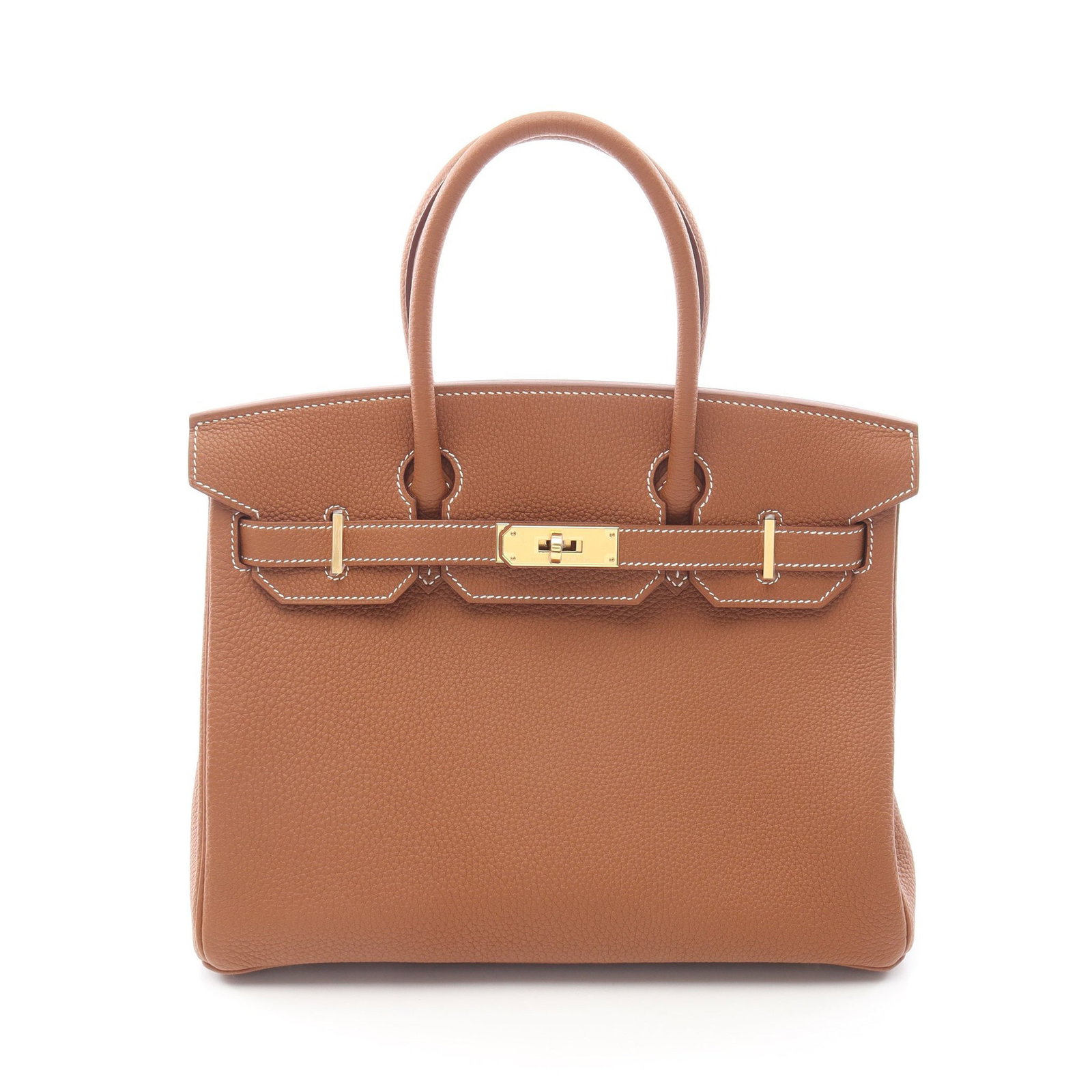 Hermes Birkin 30 Gold Light Brown: Authentic and authenticated Hermes Birkin 30 handbag in light brown Togo with gold hardware. Approx. 24H x 28/30W x 15D cm with 33 cm handle. Includes box, storage bags, 2 keys, padlock, and crochet.