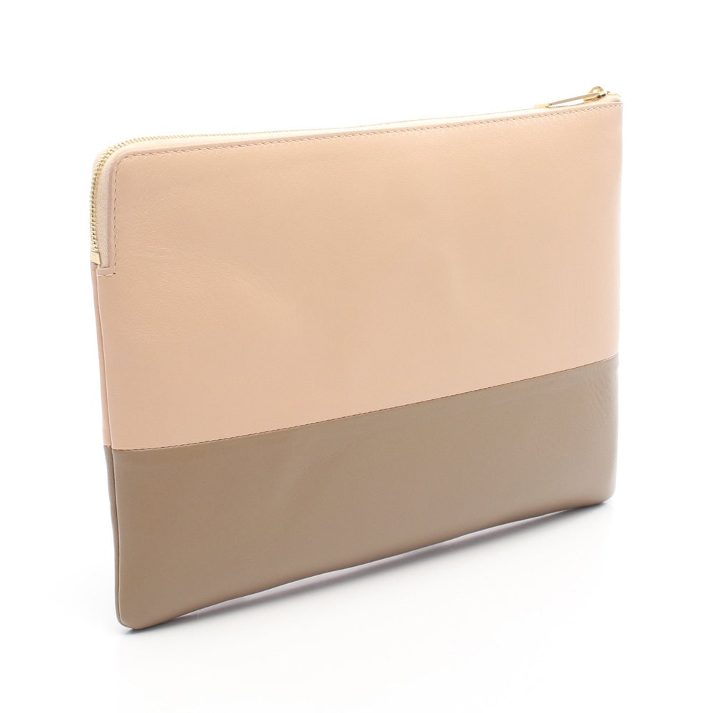 Celine Leather Clutch Beige - 2