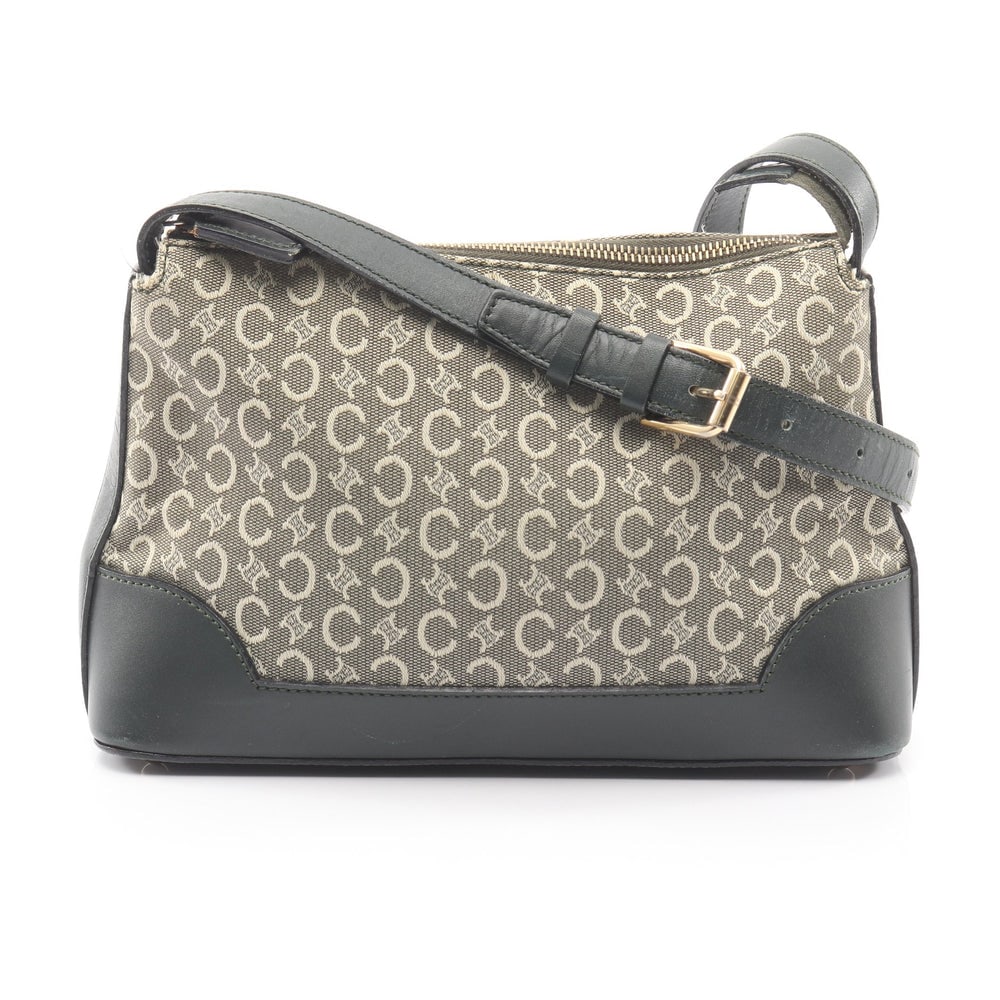 Celine C Macadam Shoulder Green: Celine C Macadam Shoulder Bag. Color: Dark Green. Material: Canvas Leather. Size: 23/26 X 17 X 8 Cm. Strap: 68-80 Cm.