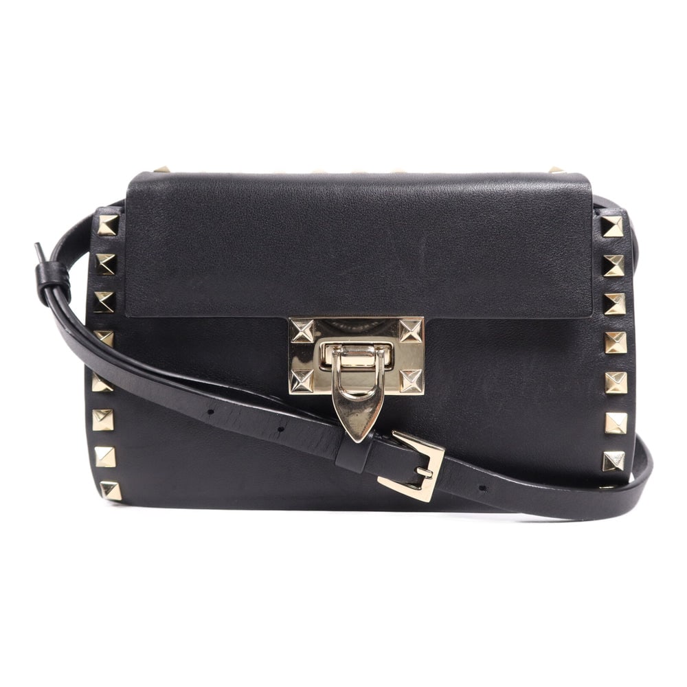Valentino Black Calfskin Shoulder Bag: Authentic and authenticated Valentino shoulder bag in black calfskin. Approx. 20W x 13H x 6D cm with 109-113 cm shoulder strap. Includes storage bags.