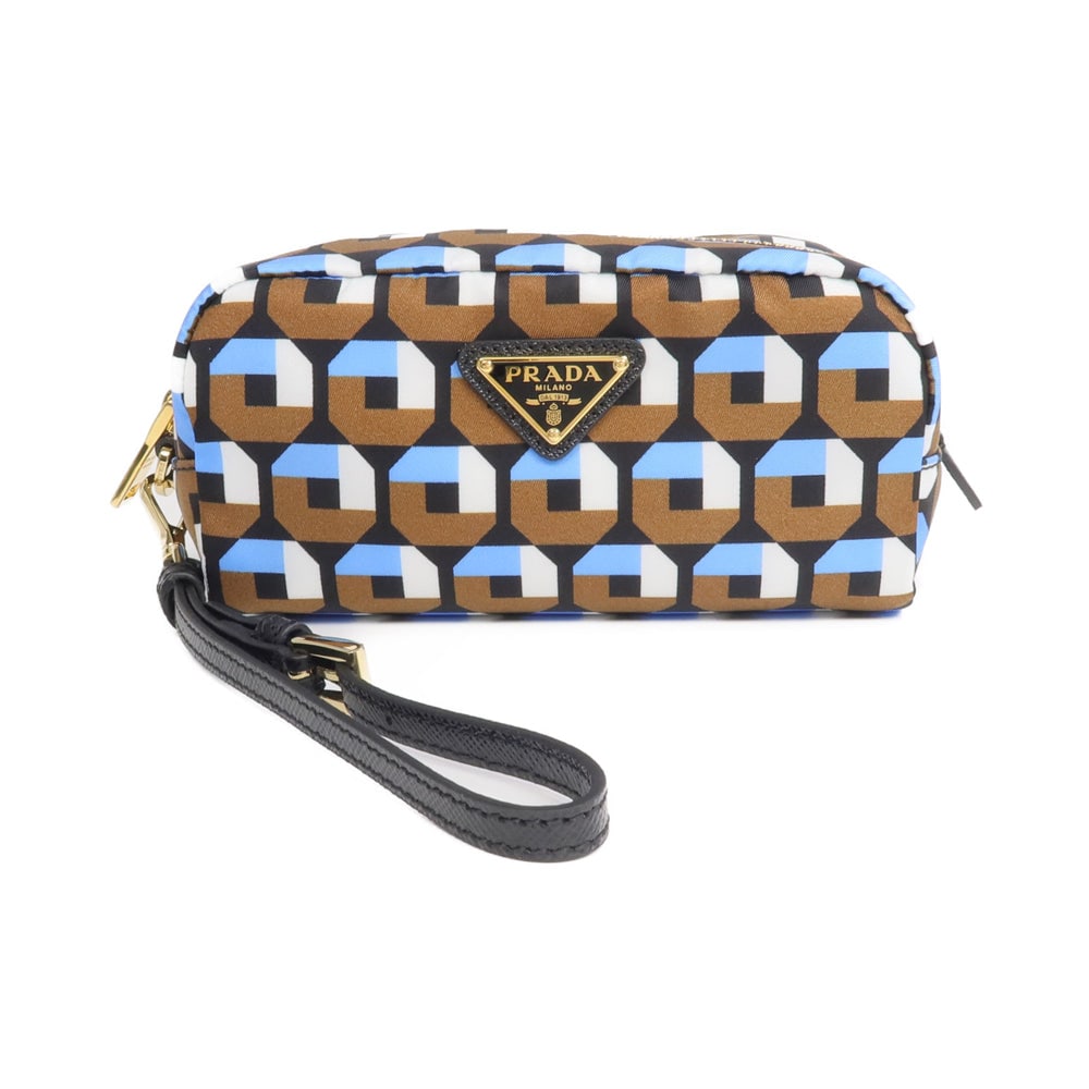 Prada Nylon Pouch Blue Brown: Prada Pouch Clutch With Hand Strap. Color: Brown / Blue. Material: Nylon. Size: 15 X 8 X 6.5 Cm. Includes: Storage Box.