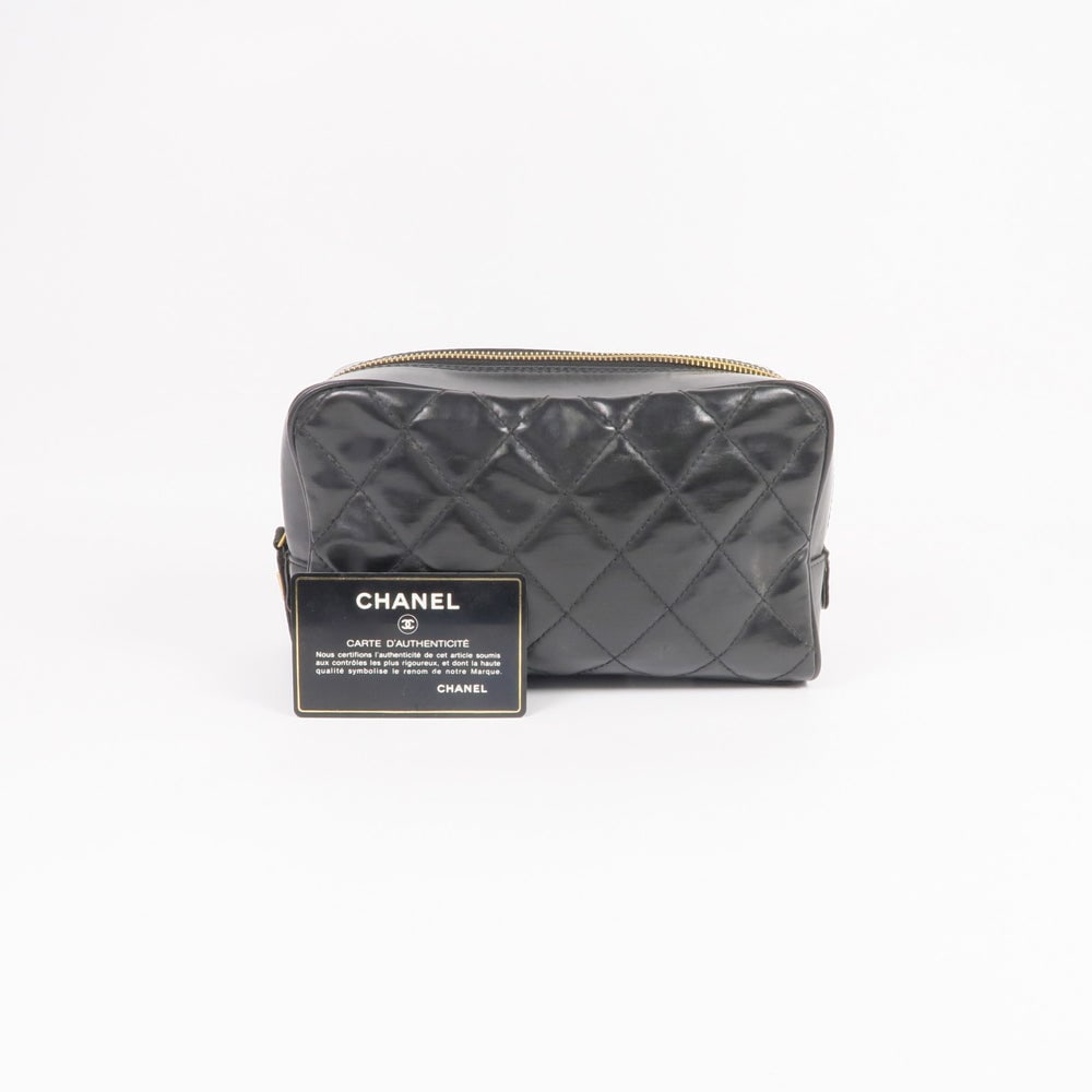 Chanel Lambskin Pouch Black - 20