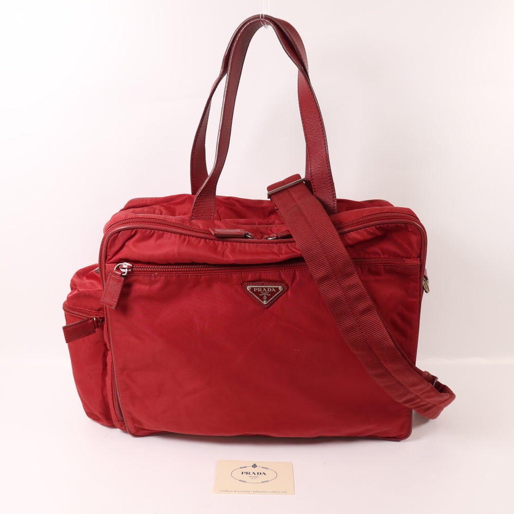 Prada Tessuto 2 Way Shoulder Bag Red - 13