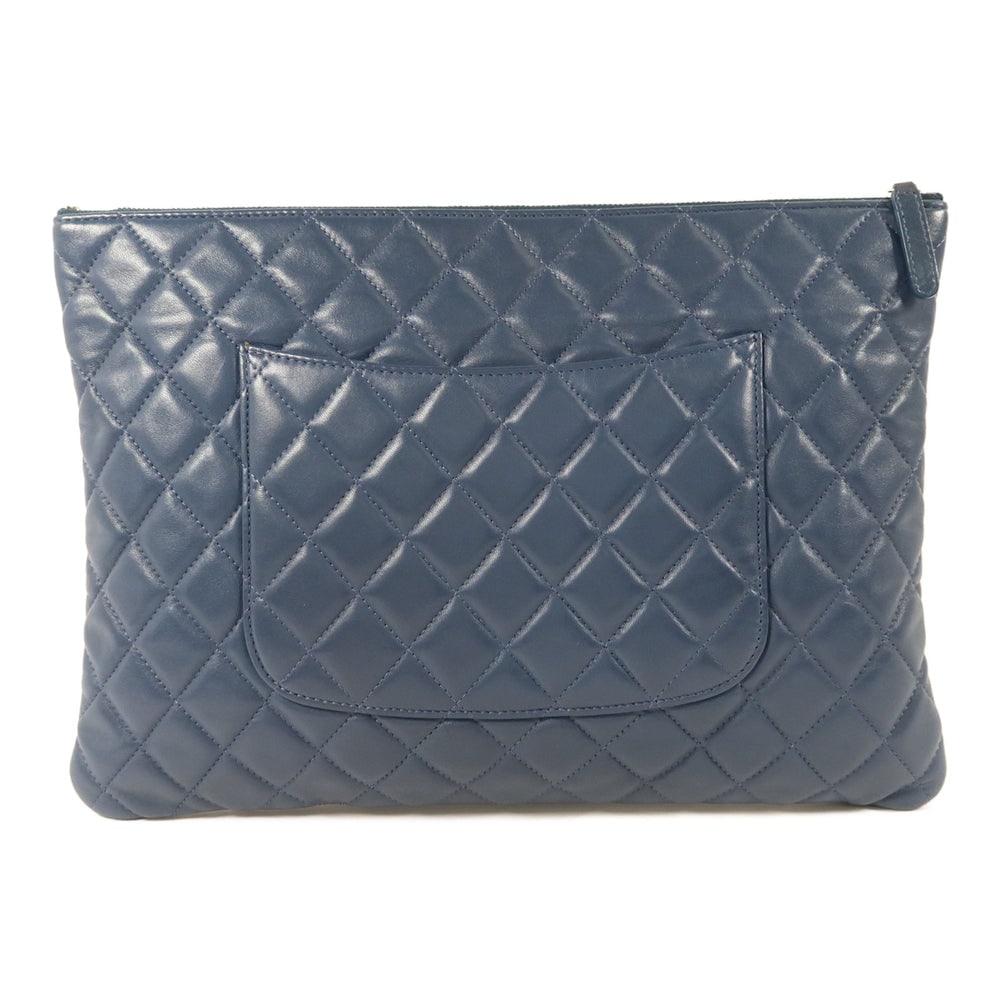 Chanel Lambskin Pouch Blue - 2