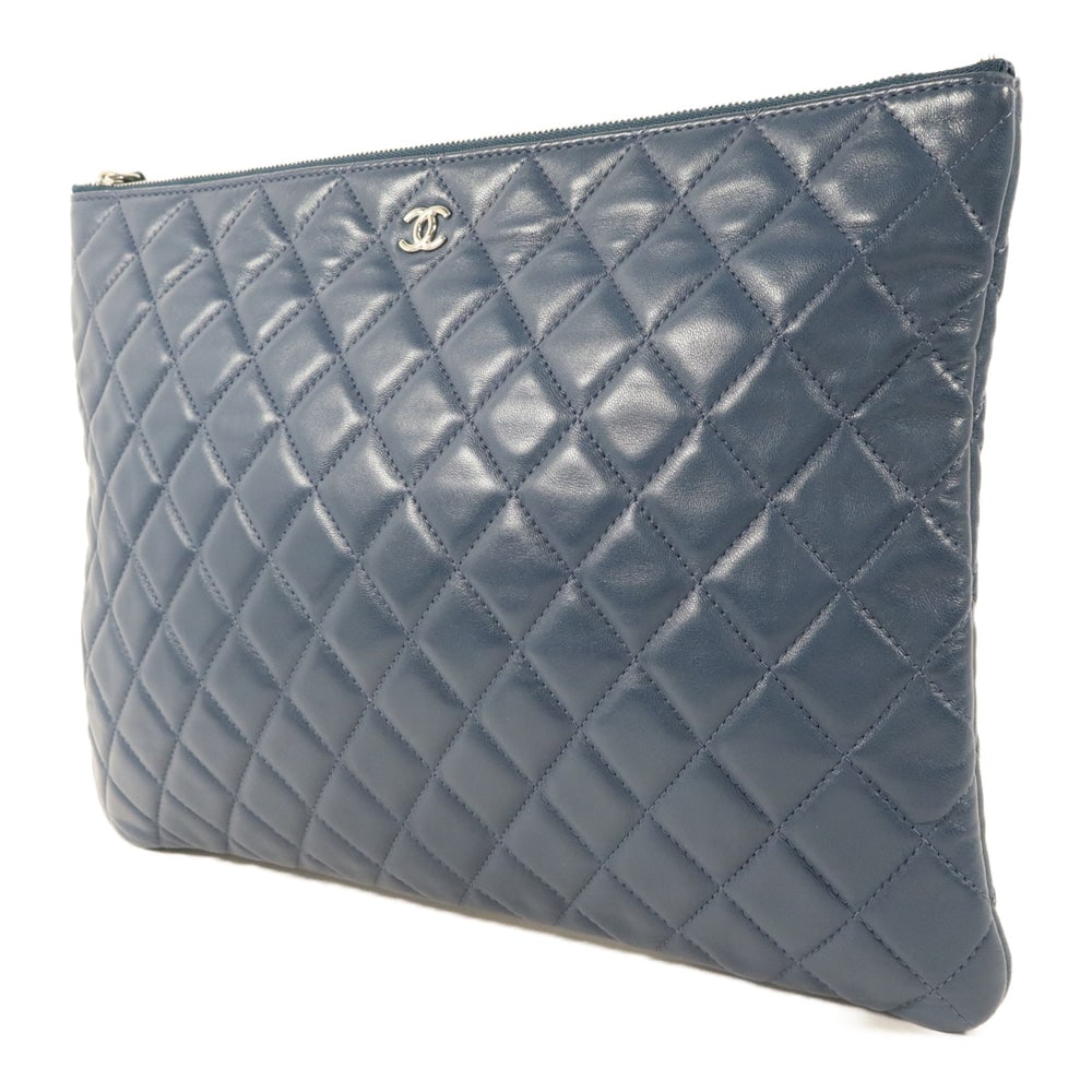Chanel Lambskin Pouch Blue - 3