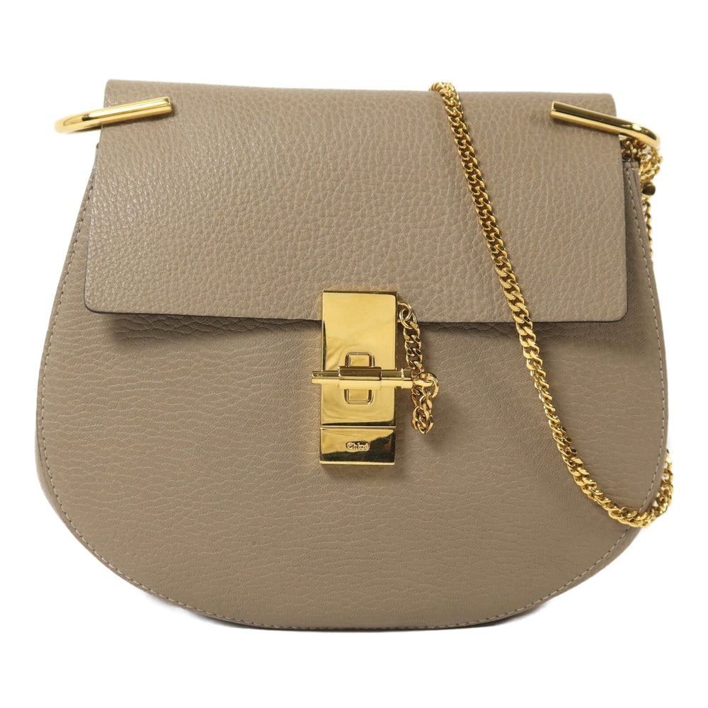 Chloe Drew Chain Shoulder Bag Gray: Authentic and authenticated Chloe Drew Bag chain shoulder bag in gray calfskin. Product no. 01-19-63-65. Approx. 23W x 20H x 7D cm with 100 cm strap. No accessories listed.
