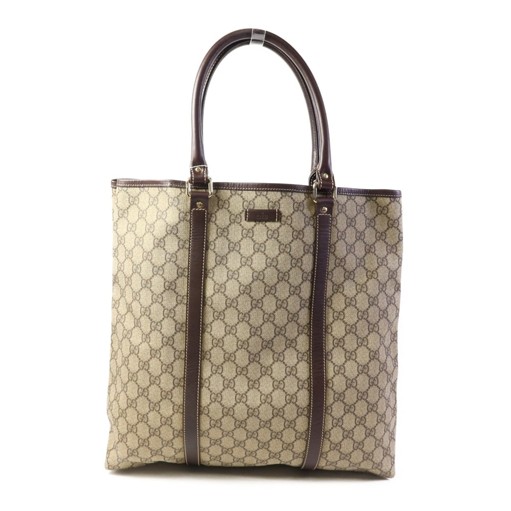 Gucci GG Coated Canvas Tote: Brown PVC coated canvas tote. Includes storage bag. 40 x 37 x 12 cm.