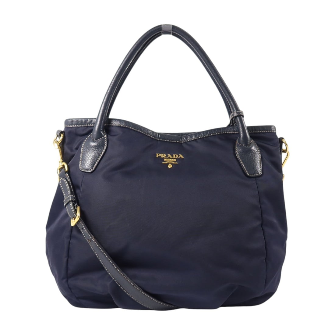 Prada BR4420 Shoulder Navy: Handbag shoulder bag BR4420 in navy nylon with gold-tone hardware. Includes guarantee and shoulder strap. Size 30 x 30 x 14 cm.