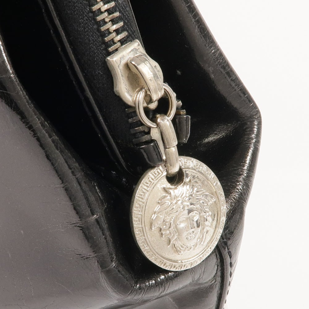 Versace Patent Handbag Black - 11