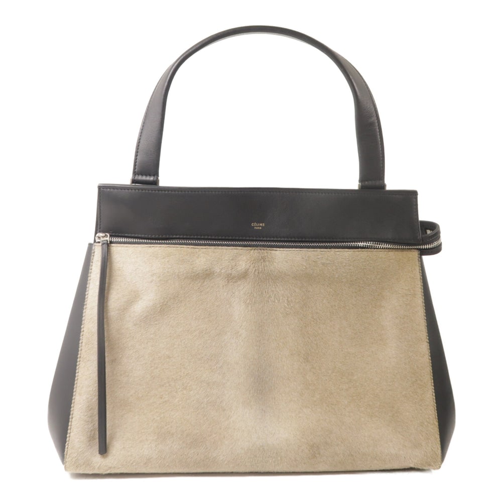 Celine Edge Bag Black Gray: Edge bag handbag in black and gray calfskin with horsehair. Size 37 x 28 x 14 cm. Handle 45 cm.