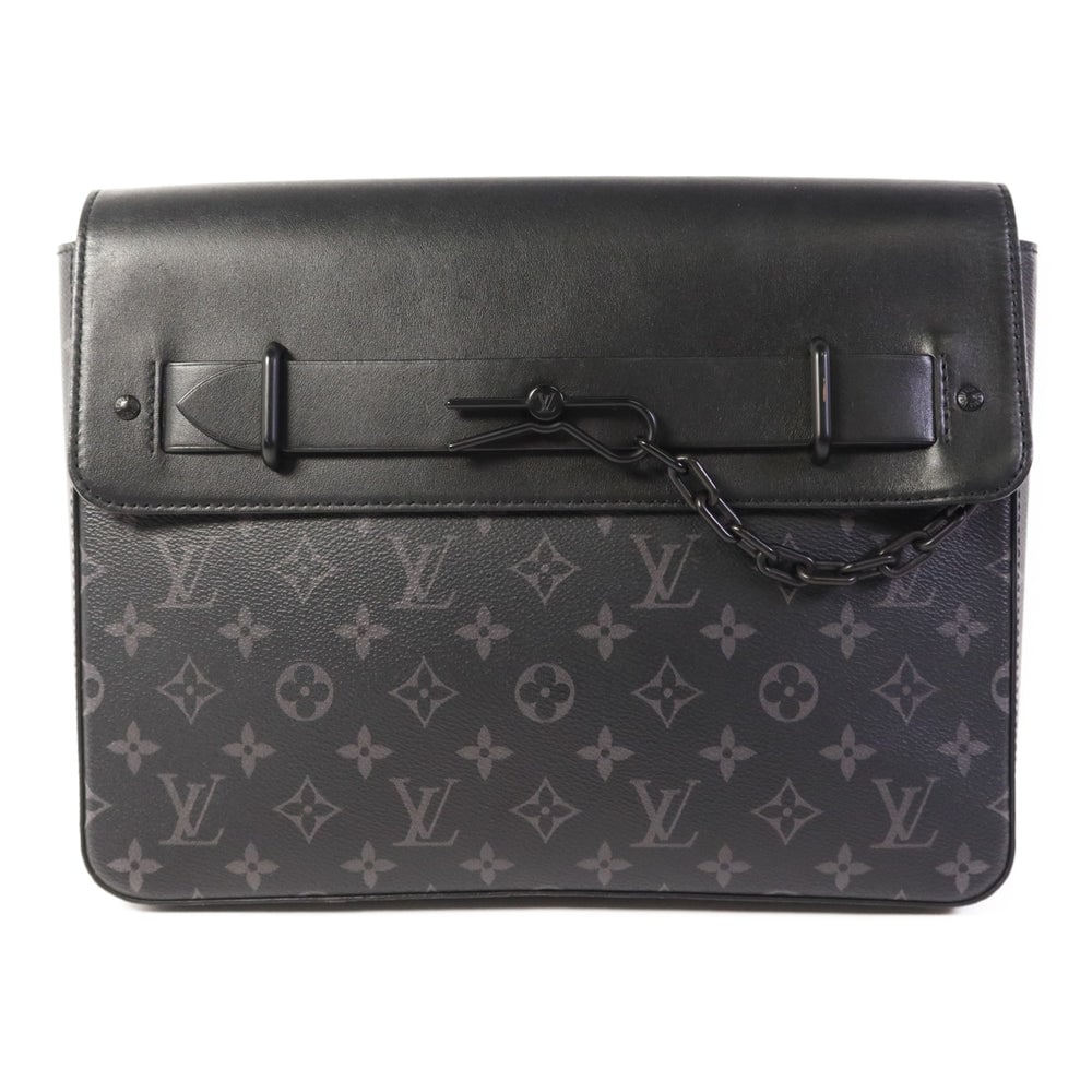 Louis Vuitton Pochette Steamer Eclipse: Louis Vuitton Pochette Steamer clutch bag. Material: Monogram Eclipse PVC coated canvas. Color: Black / Black Grey. Size: 31 x 24 x 4 cm.